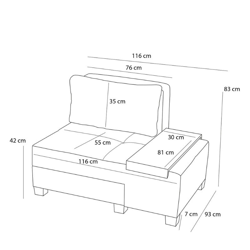 Perenna единичен текстилен фотьойл с легло в кремав цвят 116x93x83cm.