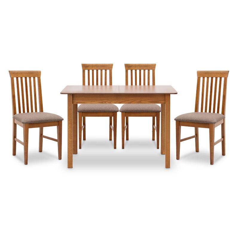 Dining трапезен комплект Bergen-Francis 5 части масивна дървесина - разтегателна MDF маса 120/150x68x77cm