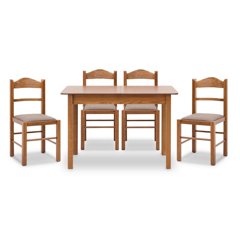 Dining трапезен комплект Bergen-Virginia 5 части маса от масивно дърво - разтегателна MDF маса 120/150x68x77cm