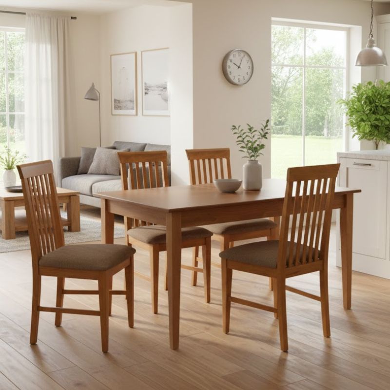 Dining трапезен комплект Adare-Francis 5 части масивна дървесина - разтегателна маса MDF 140/180x78x77cm