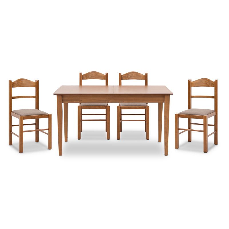 Dining трапезен комплект Adare-Virginia 5 части масивно дърво - разтегателна MDF маса 140/180x78x77cm.