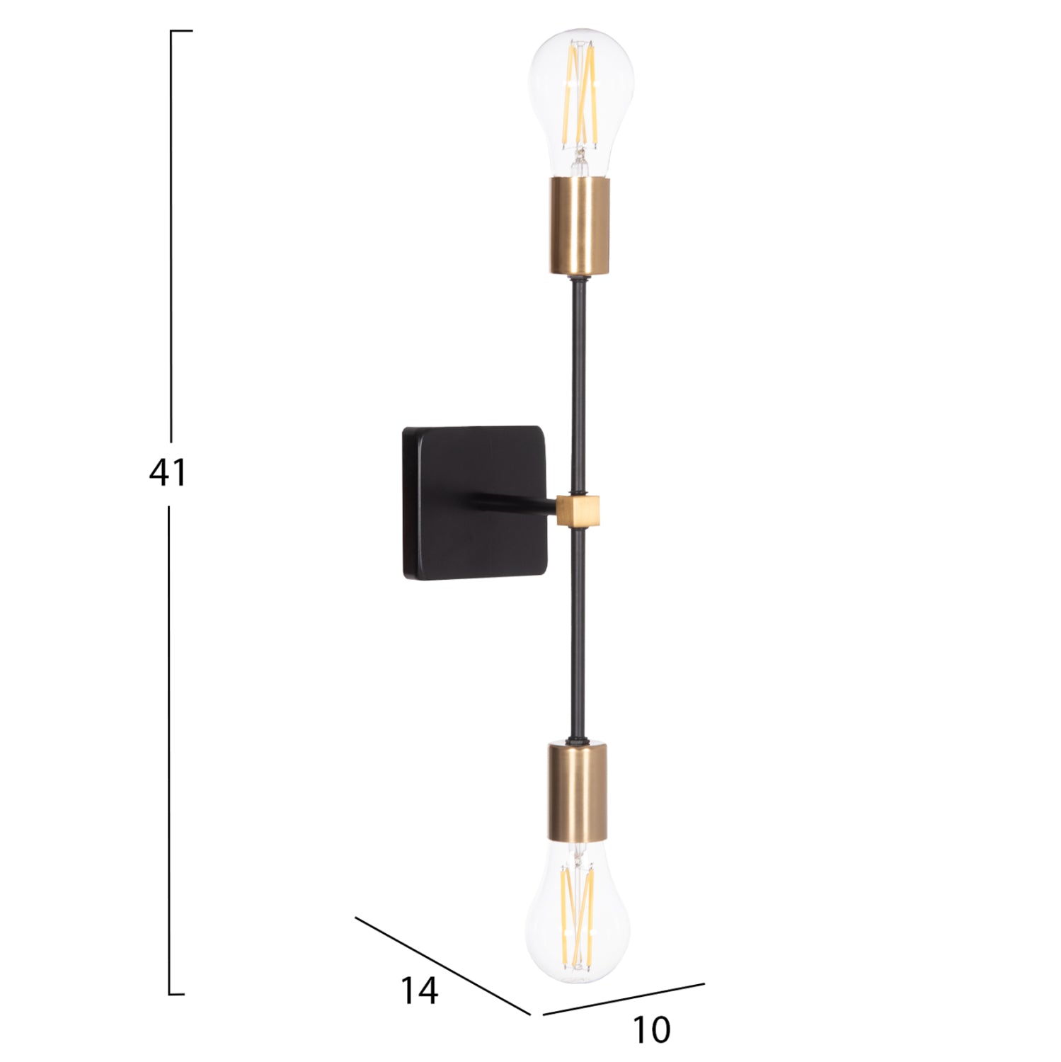Аплик SABER2 метал в черно и златно 10x14x41Hсм.