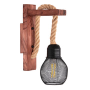Стенен аплик BARN2 дървена основа-канапено въже-метал 12x19.5x29Hcm.