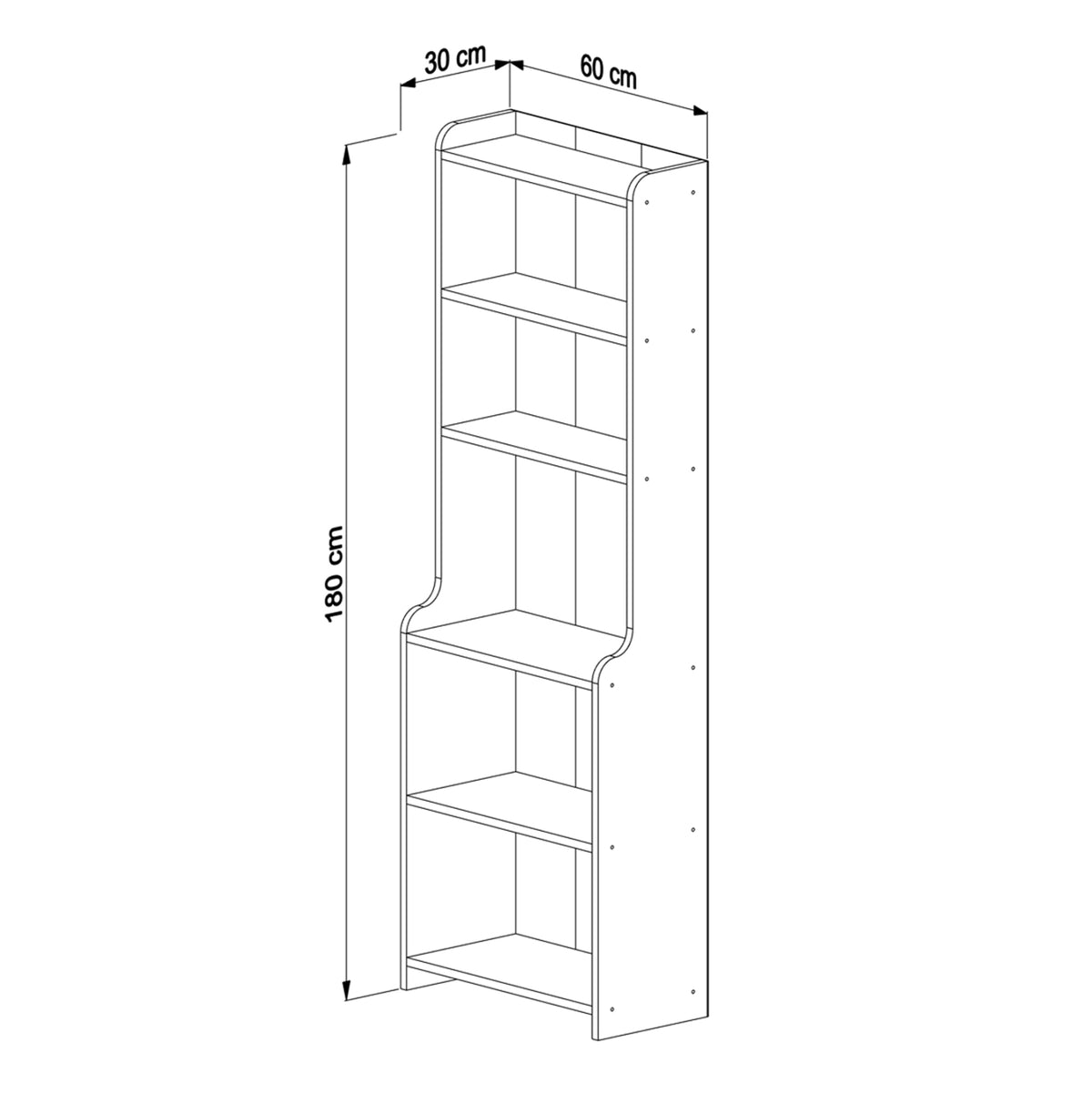 Етажерка NEAT меламин в цвят естествена дървесина 60x30x180Hсм.