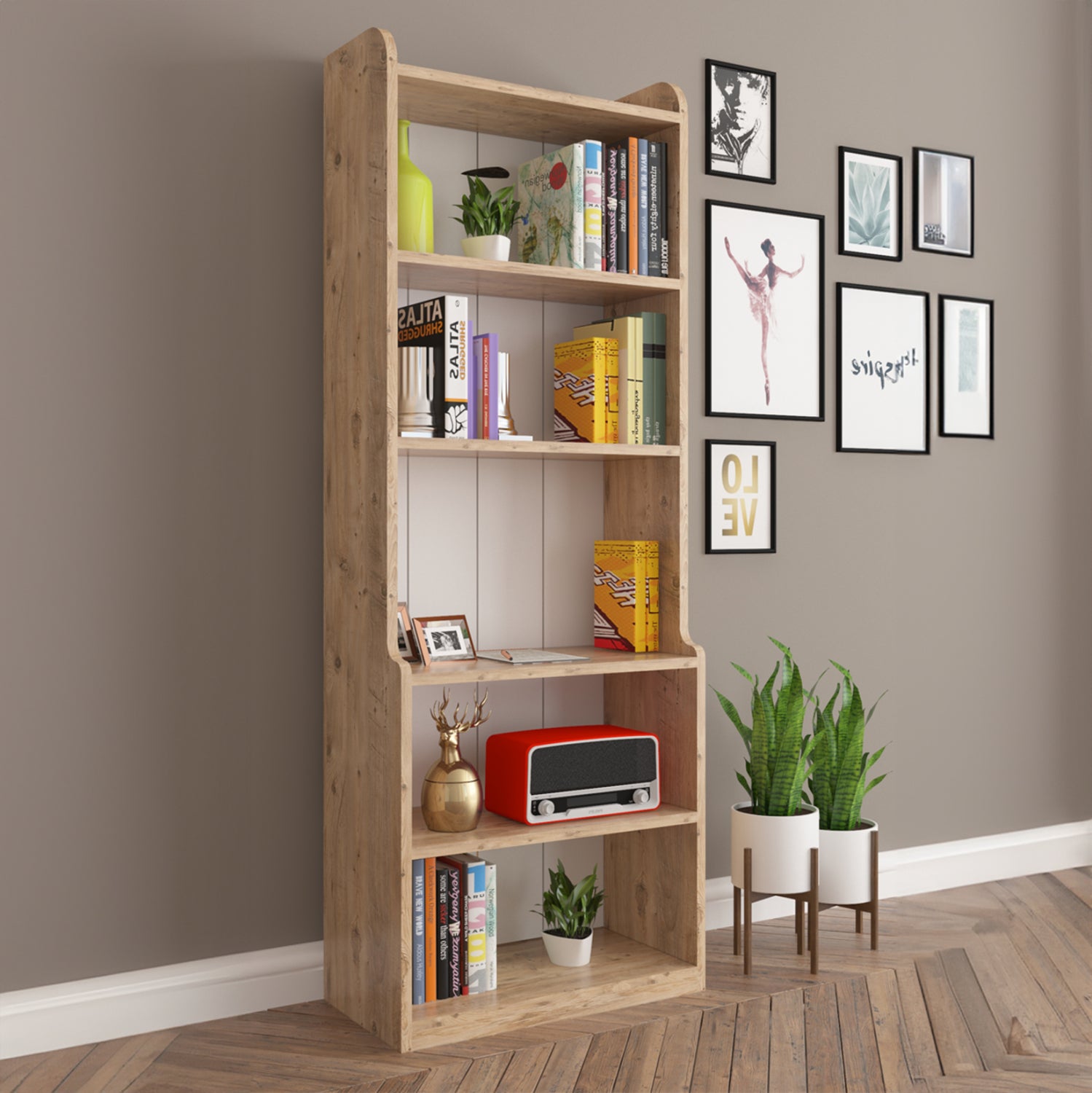 Етажерка NEAT меламин в цвят естествена дървесина 60x30x180Hсм.