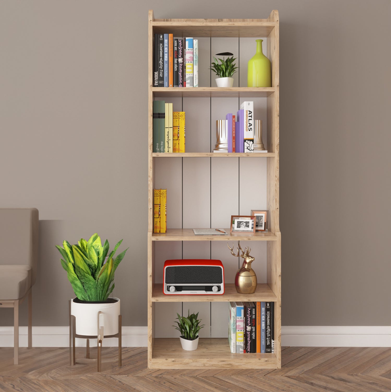 Етажерка NEAT меламин в цвят естествена дървесина 60x30x180Hсм.