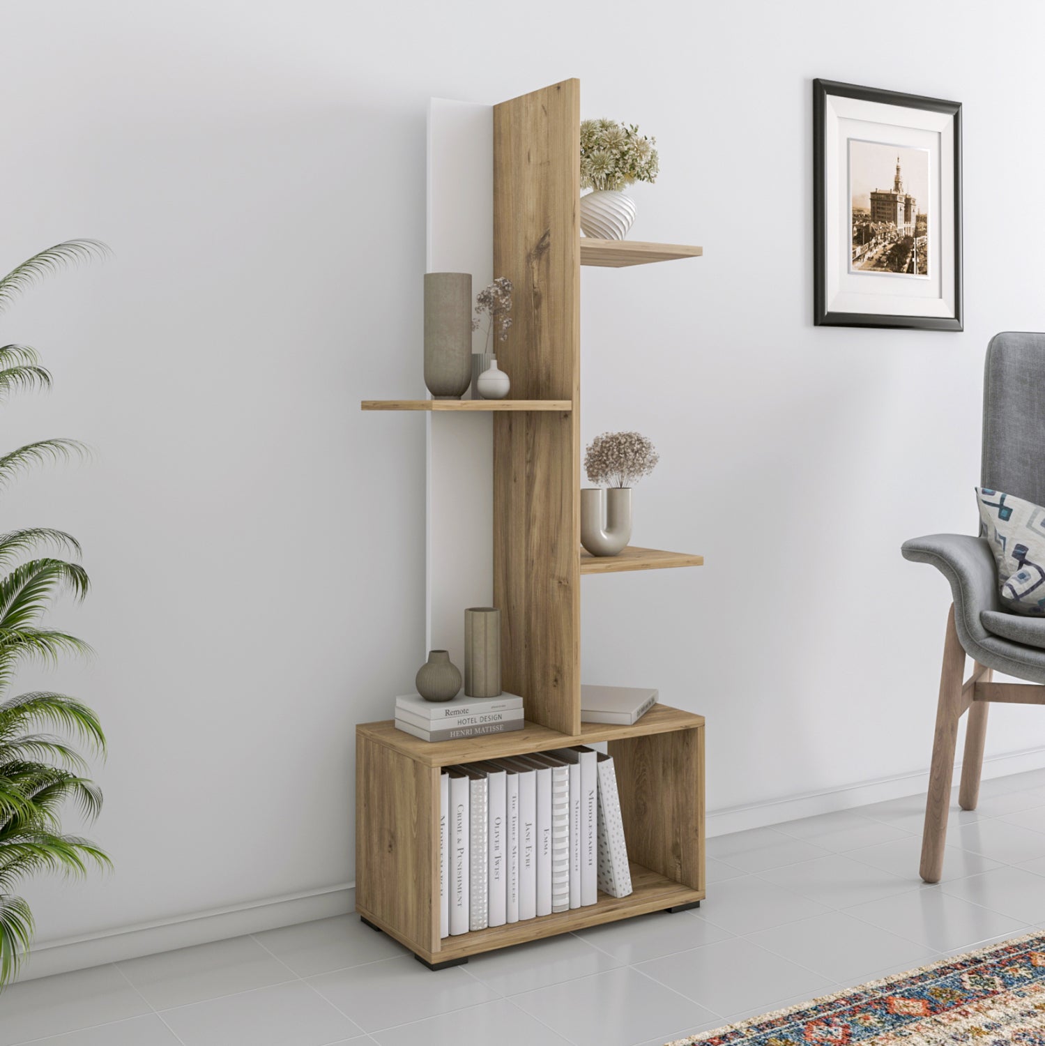 РАФТ ЗА КНИГИ TRIVIO МЕЛАМИН БЯЛ-АТЛАНТИС ЗЕЛЕН 50x25x127Hсм.