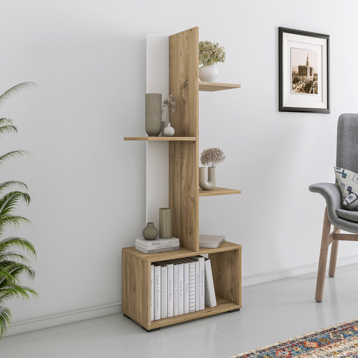 РАФТ ЗА КНИГИ TRIVIO МЕЛАМИН БЯЛ-АТЛАНТИС ЗЕЛЕН 50x25x127Hсм.