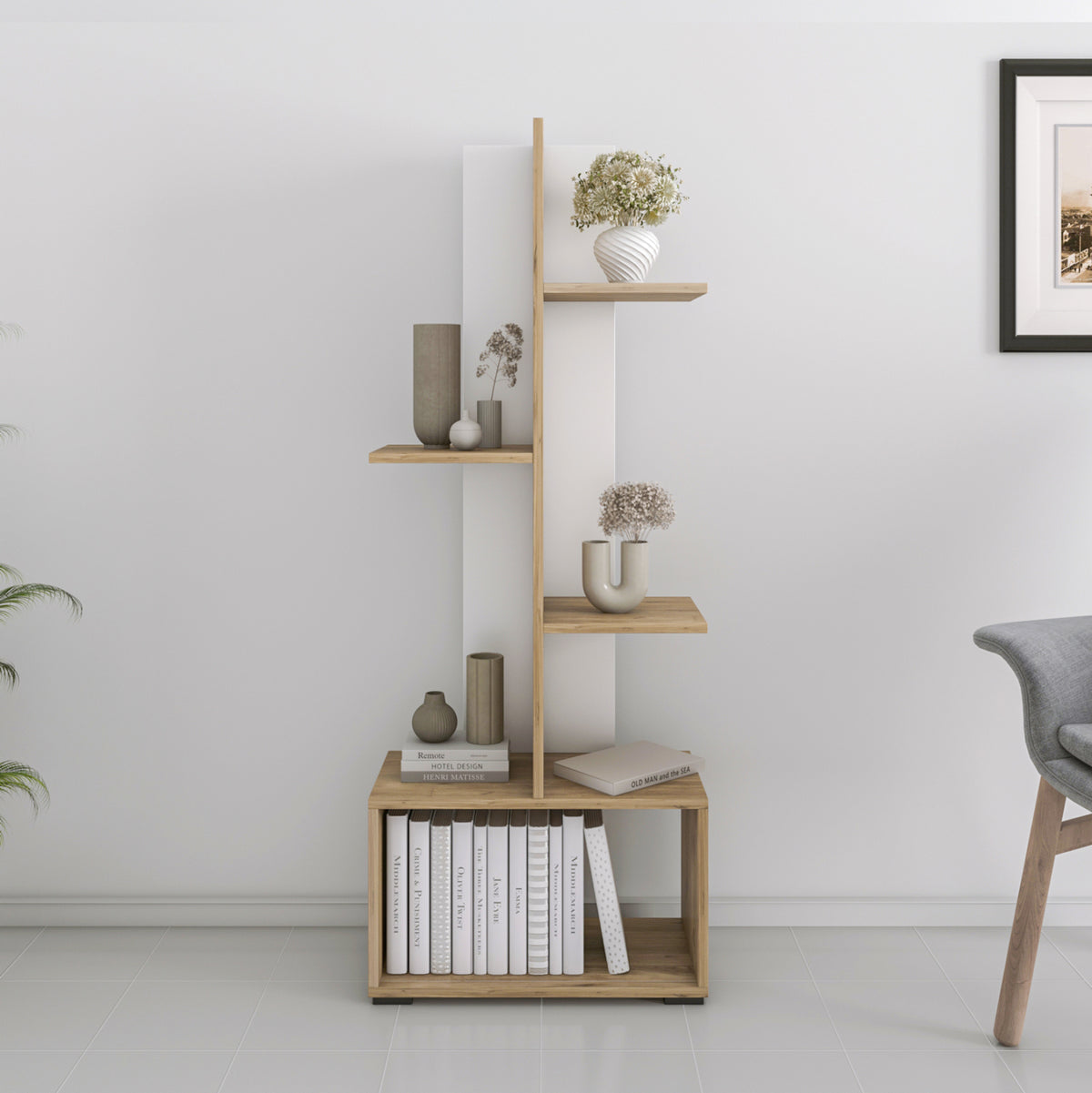РАФТ ЗА КНИГИ TRIVIO МЕЛАМИН БЯЛ-АТЛАНТИС ЗЕЛЕН 50x25x127Hсм.