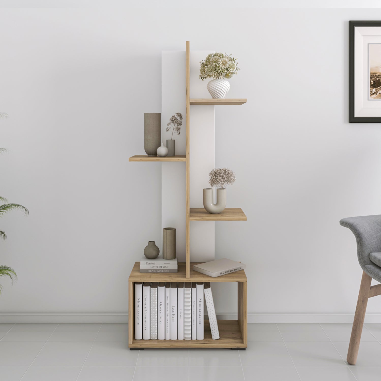 РАФТ ЗА КНИГИ TRIVIO МЕЛАМИН БЯЛ-АТЛАНТИС ЗЕЛЕН 50x25x127Hсм.