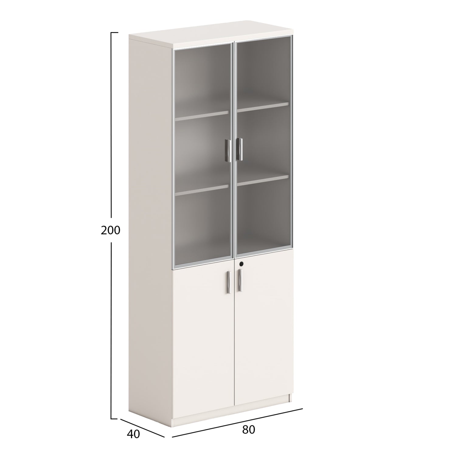 Библиотека NEWLINE меламин в бяло и кафяво със стъкло 80x40x200Hсм.