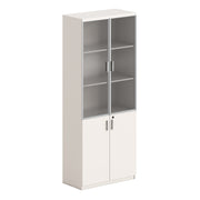 Библиотека NEWLINE меламин в бяло и кафяво със стъкло 80x40x200Hсм.