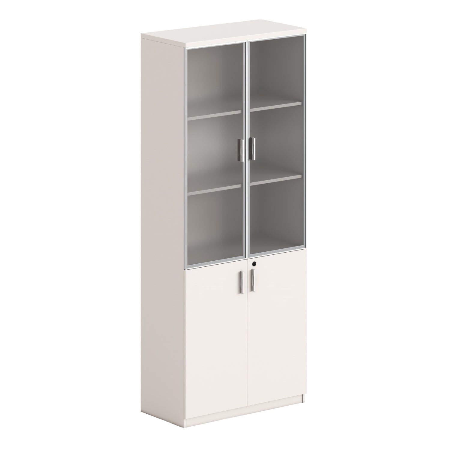 Библиотека NEWLINE меламин в бяло и кафяво със стъкло 80x40x200Hсм.
