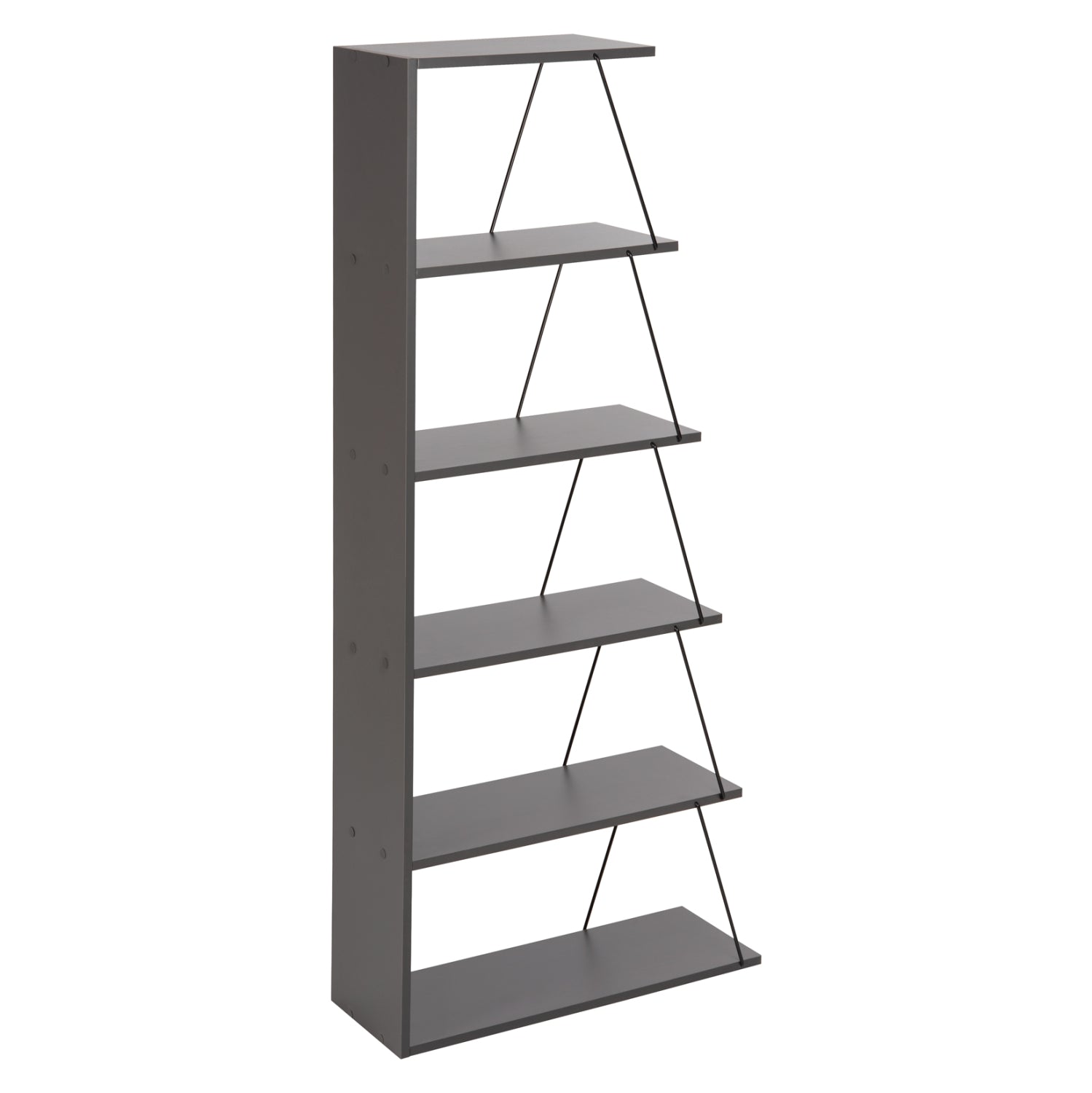 РАФТ ЗА КНИГИ MINI TARS СИВ МЕЛАМИН-ЧЕРНИ МЕТАЛНИ ЩАНГИ 65x22-24x146Hсм.