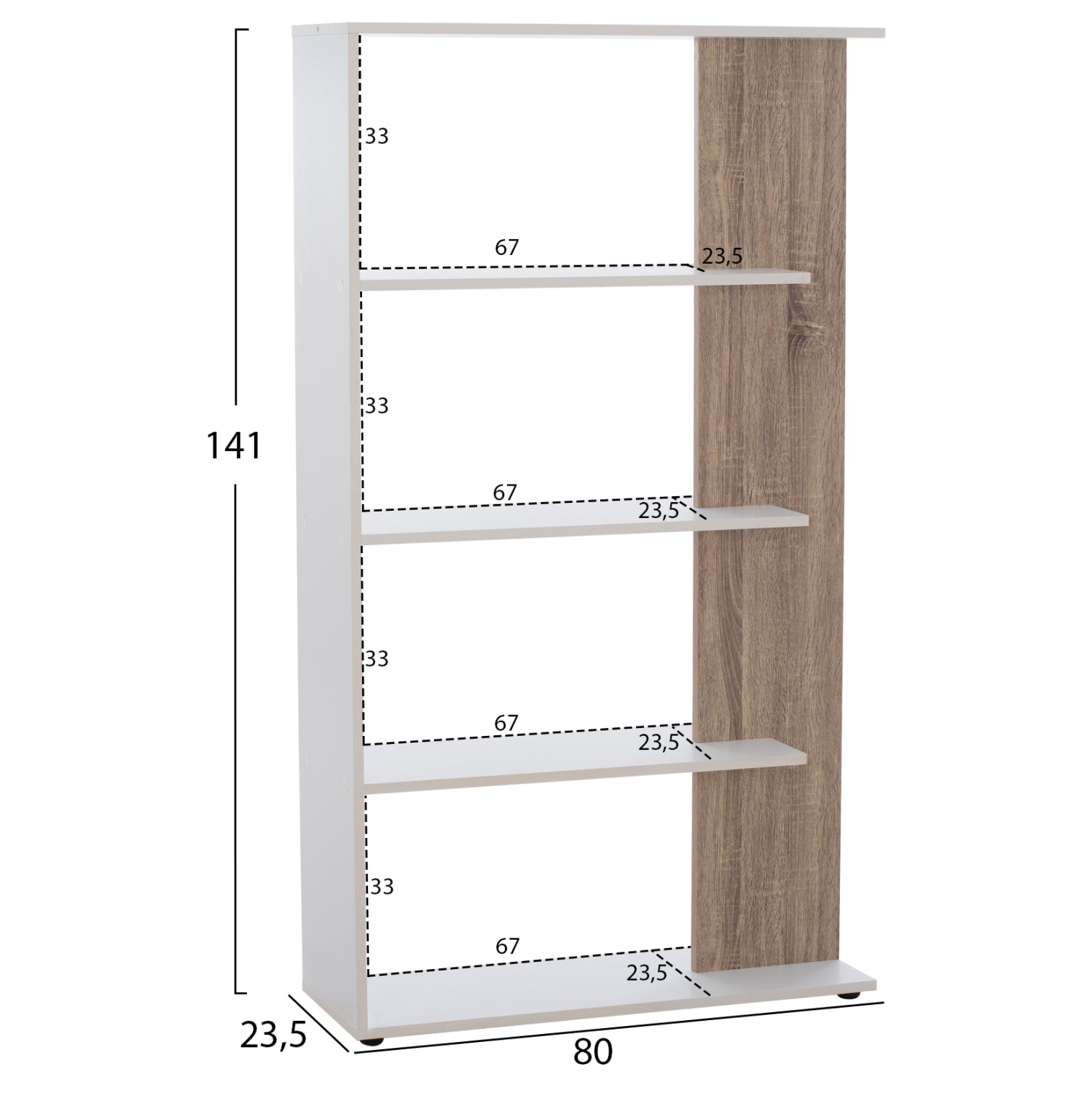 РАФТ ЗА КНИГИ HARVEY 80X23X141 БЯЛ