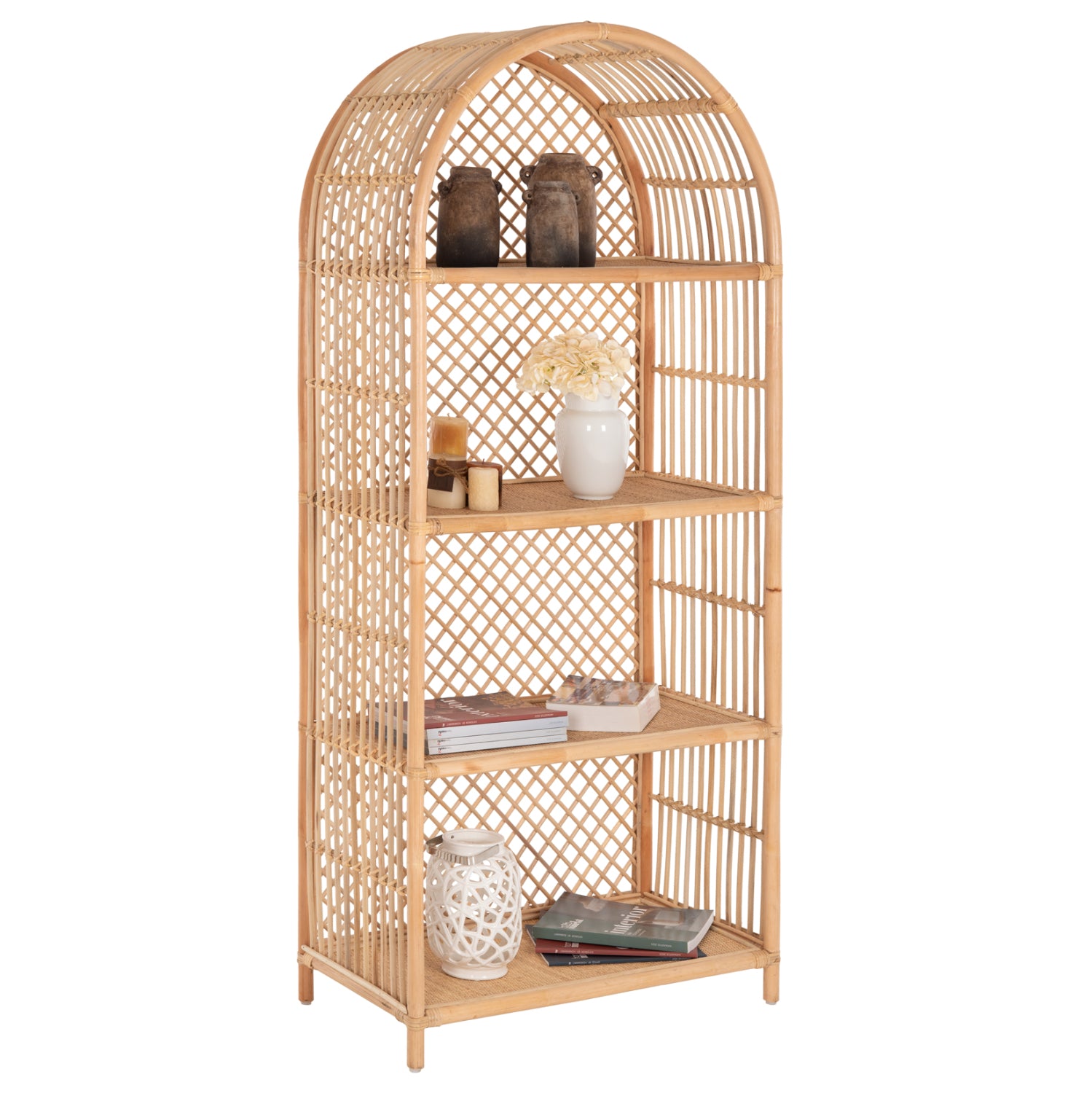 Библиотека SIMOK от естествен ратан в естествен цвят 80x40x182Hcm.