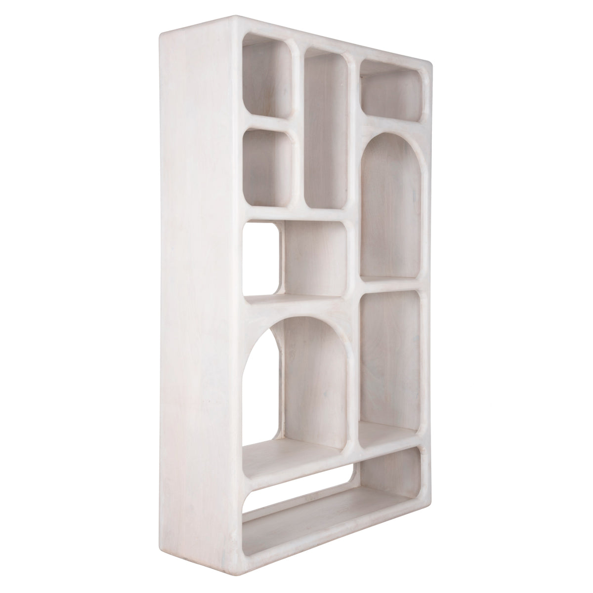 Библиотека HANDYR масивно дърво манго в бял цвят 100x35x165Hсм.