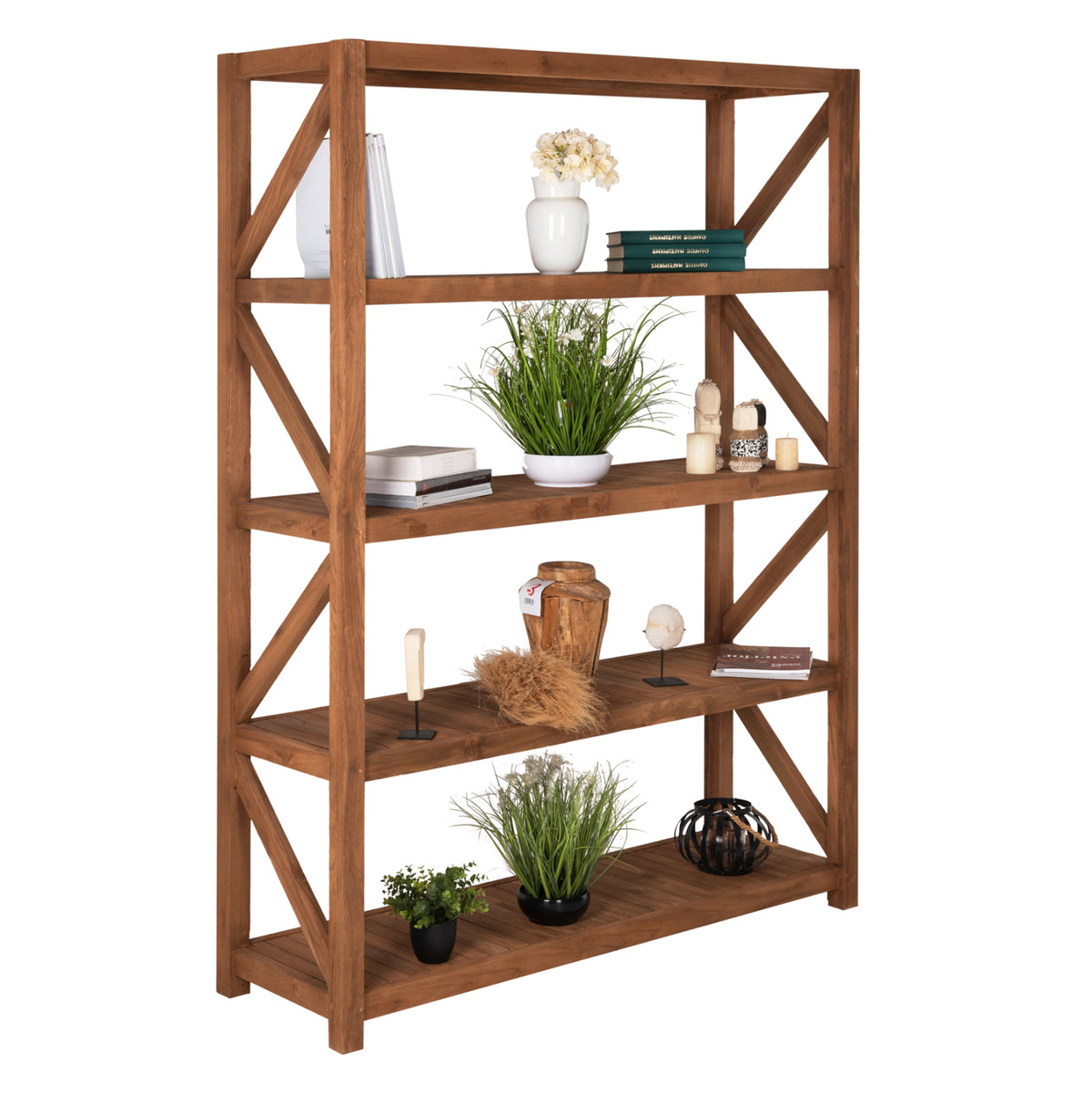 Библиотека KITAKU от рециклиран тик в естествен цвят 150x45x200Hcm.
