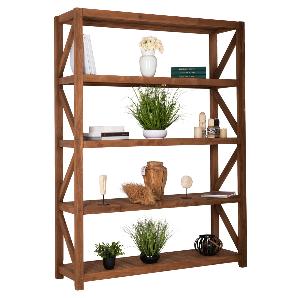 Библиотека KITAKU от рециклиран тик в естествен цвят 150x45x200Hcm.