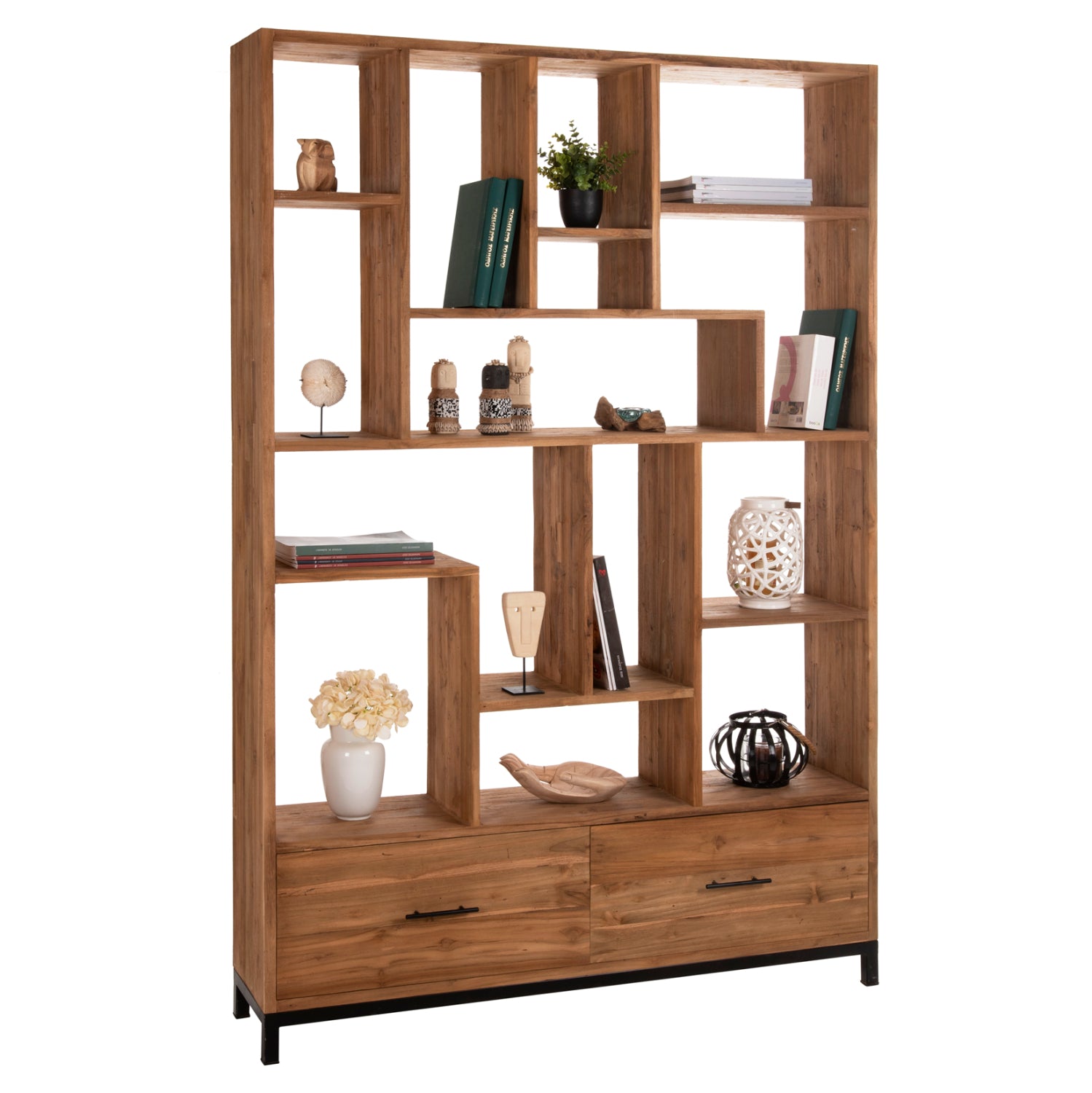 РАФТ ЗА КНИГИ ROMULUS РЕЦИКЛИРАН ТИК - 2 ЧЕКМЕДЖЕТА 140x30x210,5Hсм.