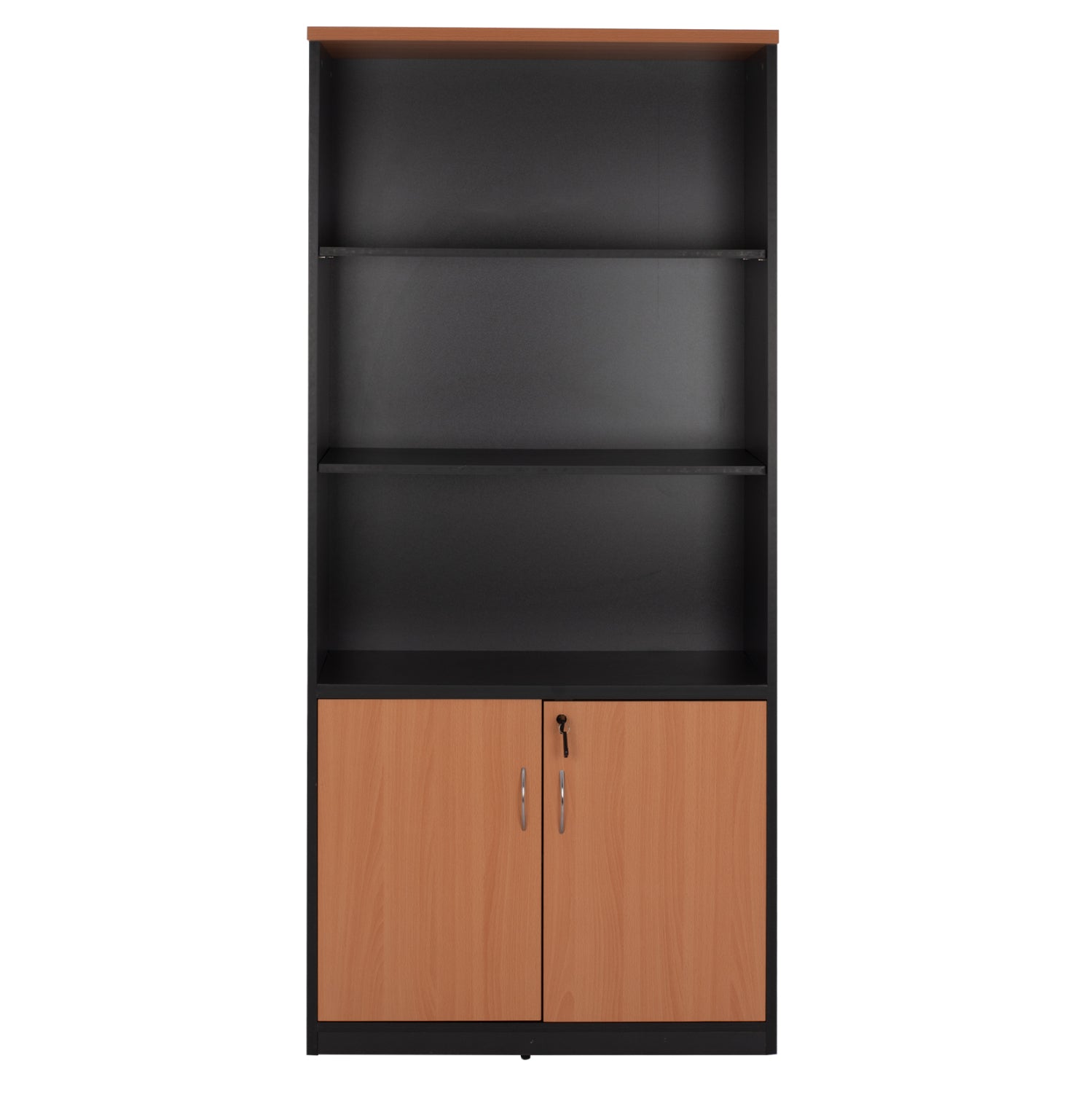 Професионален офисен шкаф за книги цвят дъб с 2 врати 80x40x180