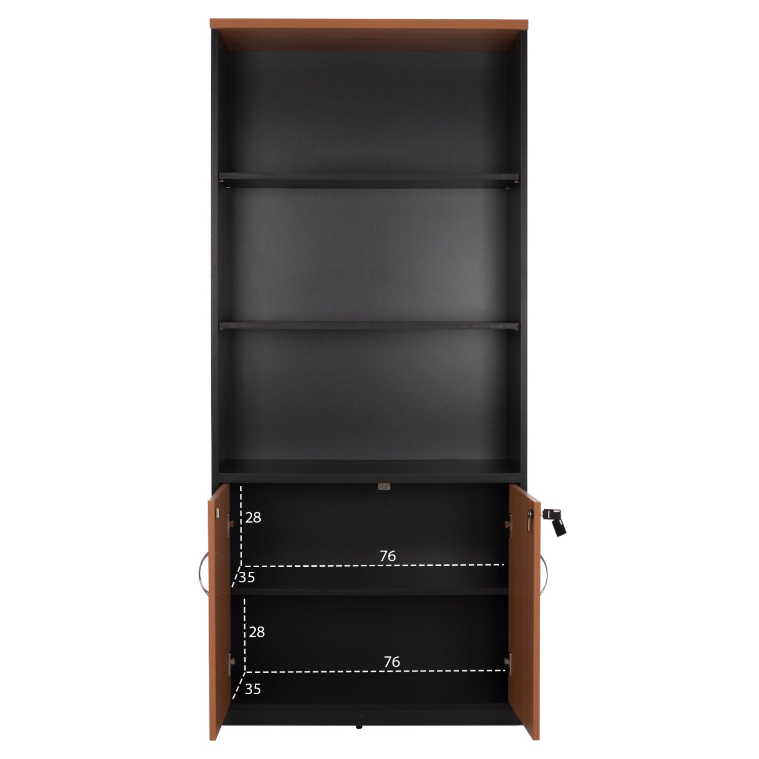 Професионален офисен шкаф за книги цвят дъб с 2 врати 80x40x180