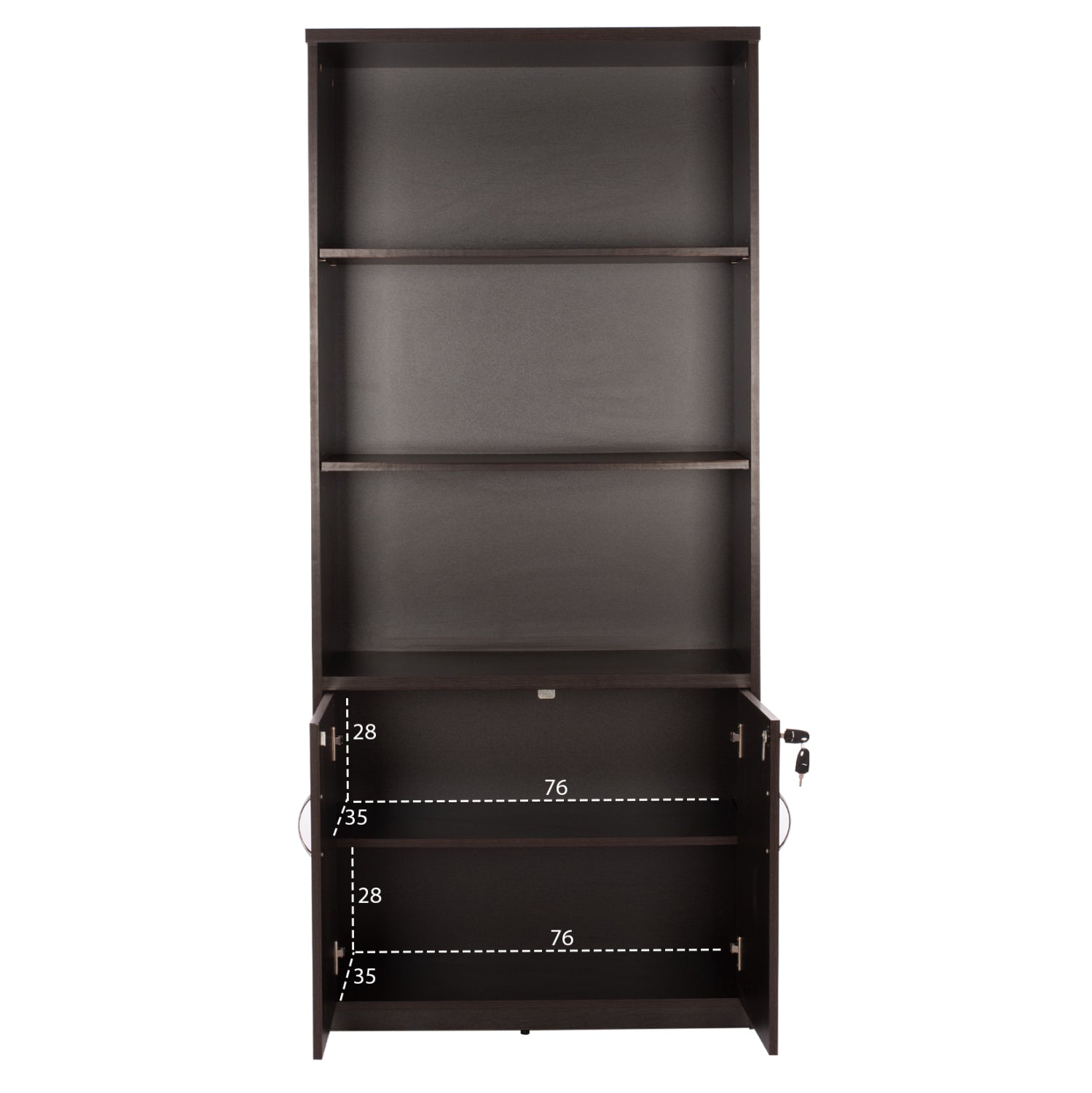 Професионален офисен шкаф за книги цвят венге с 2 врати 80x40x180