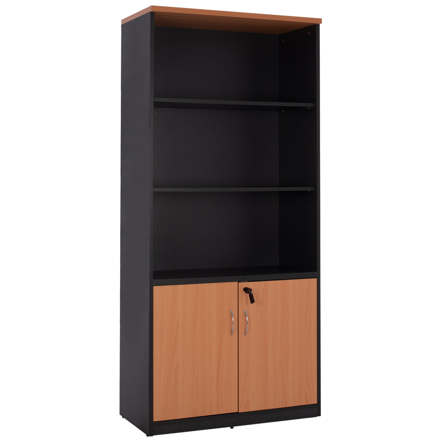 Професионален офисен шкаф за книги цвят дъб с 2 врати 80x40x180