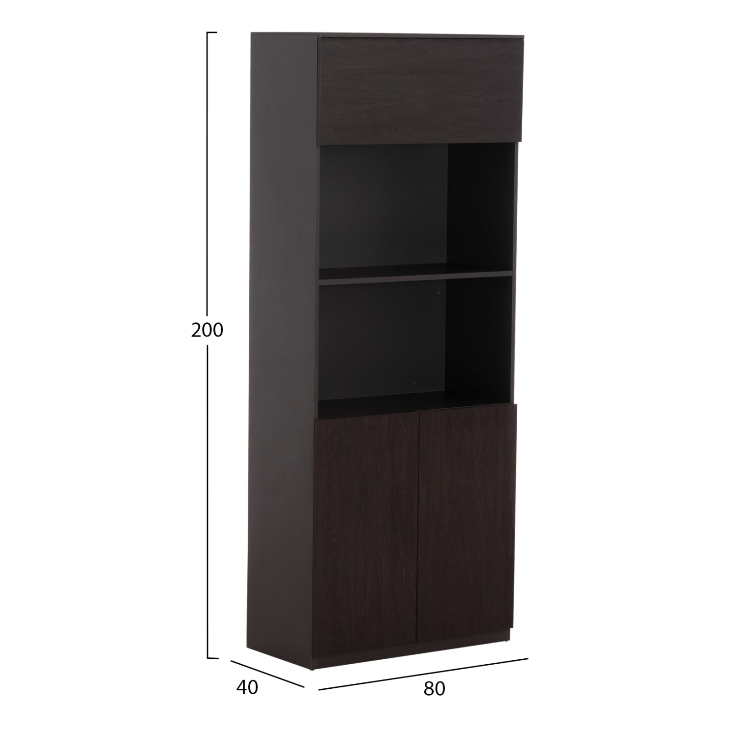 Професионален офис шкаф Rosewood меламин в сиво-венге 80x40x200H см