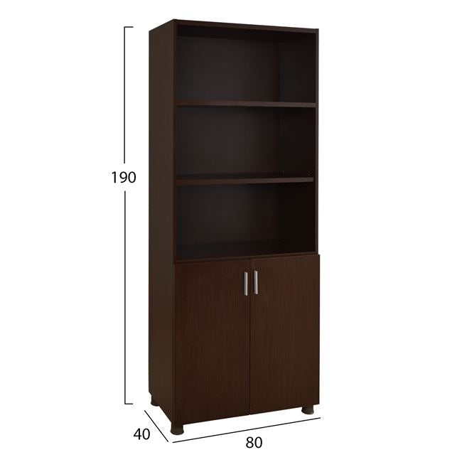 Професионален офисен шкаф за книги в цвят венге 80x40x190 см.