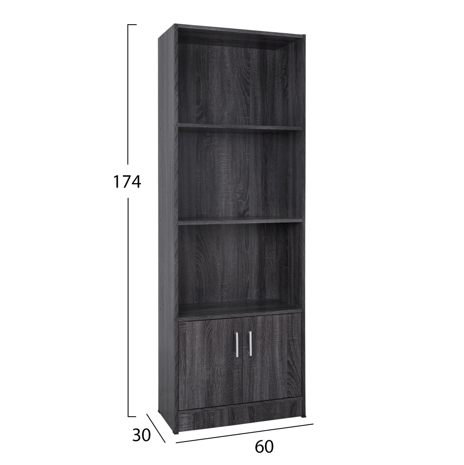 Офис библиотека меламин сив цвят 60x30x174
