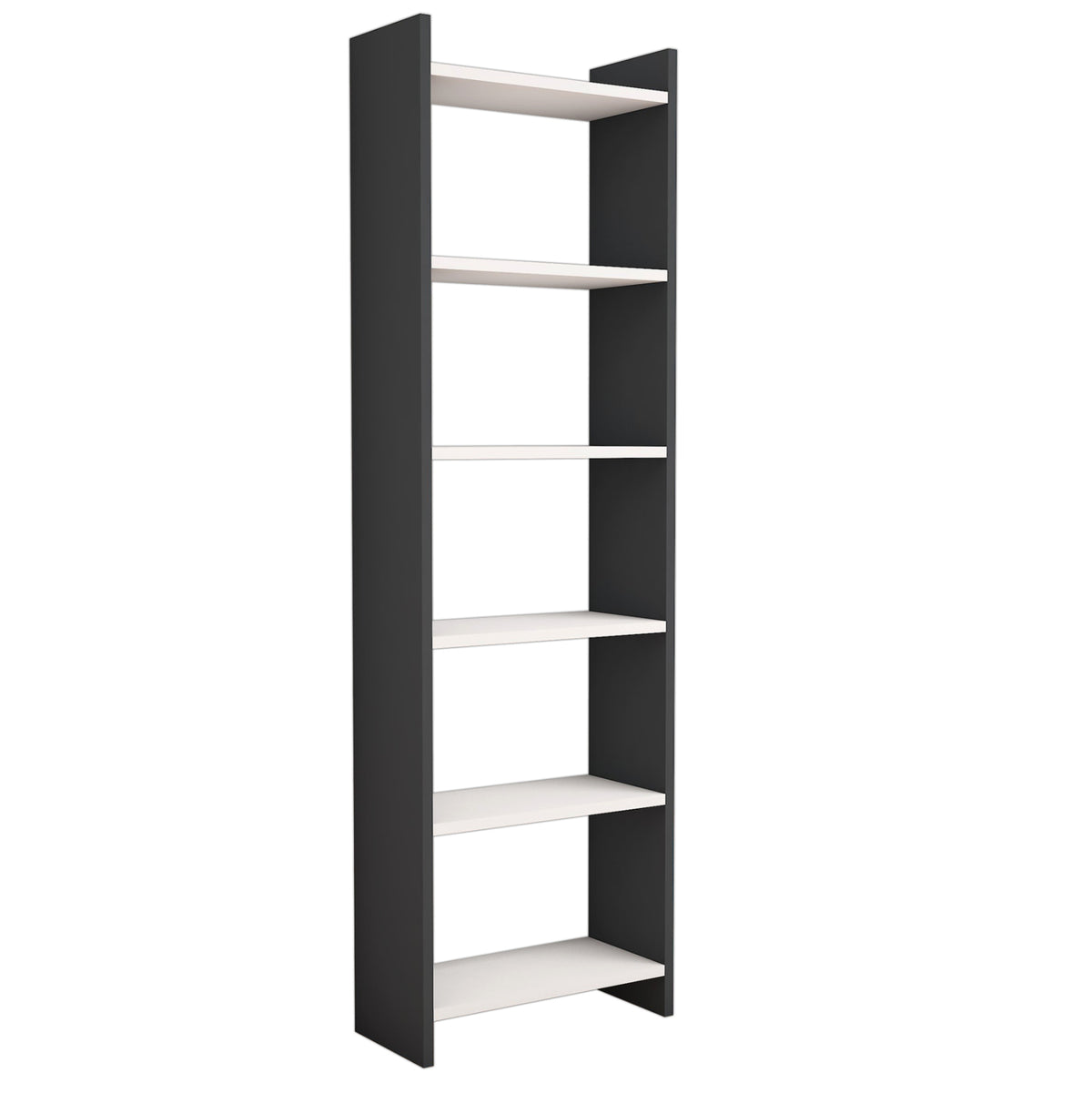 РАФТ ЗА КНИГИ CLASSIKER МЕЛАМИН ТЪМНОСИВО-БЯЛО 48,5x22x160Hсм.