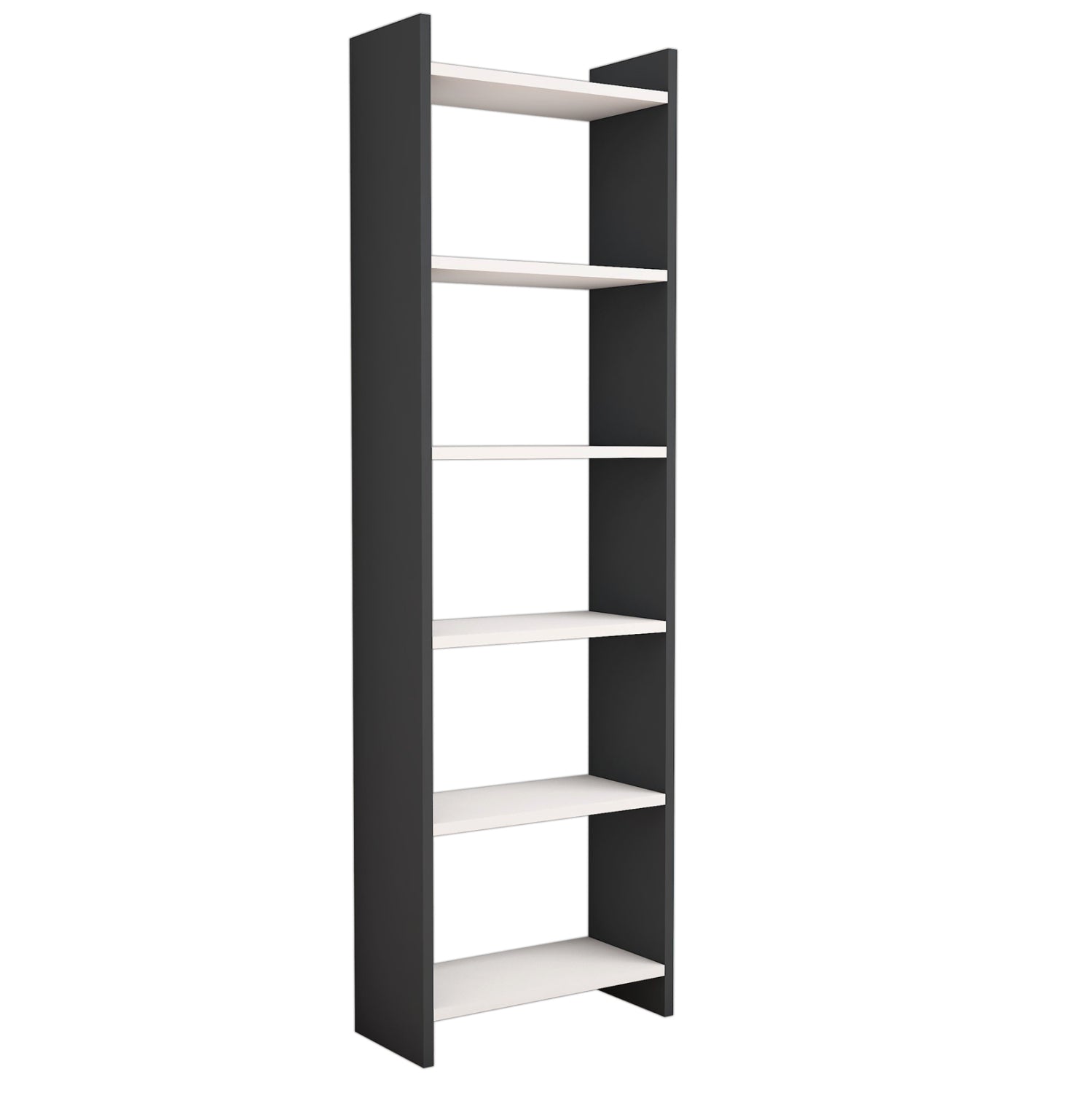 РАФТ ЗА КНИГИ CLASSIKER МЕЛАМИН ТЪМНОСИВО-БЯЛО 48,5x22x160Hсм.