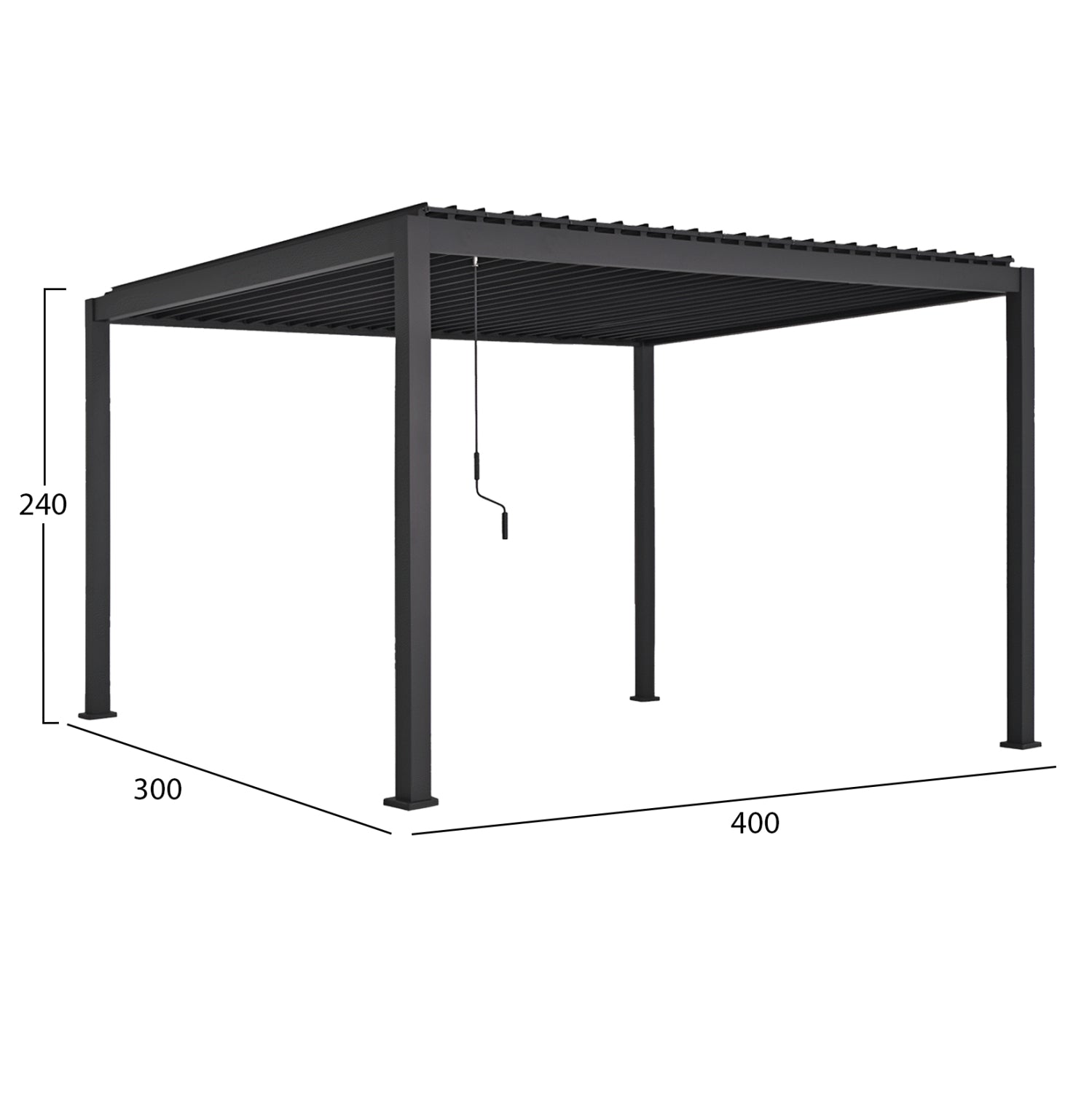 БИОКЛИМАТИЧНА АЛУМИНИЕВА ПЕРГОЛА DOMECIL С ЖЕЛЕЗНИ РЕШЕТКИ--300x400x240Hсм