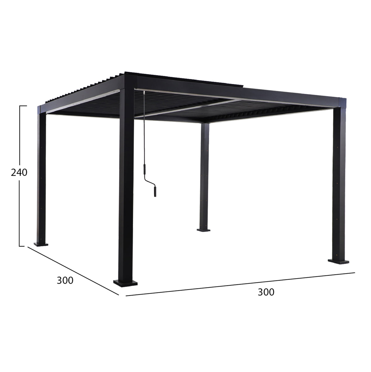 БИОКЛИМАТИЧНА АЛУМИНИЕВА ПЕРГОЛА PREMIUM FRANIO ЧЕРНА 300x300x240Hсм.