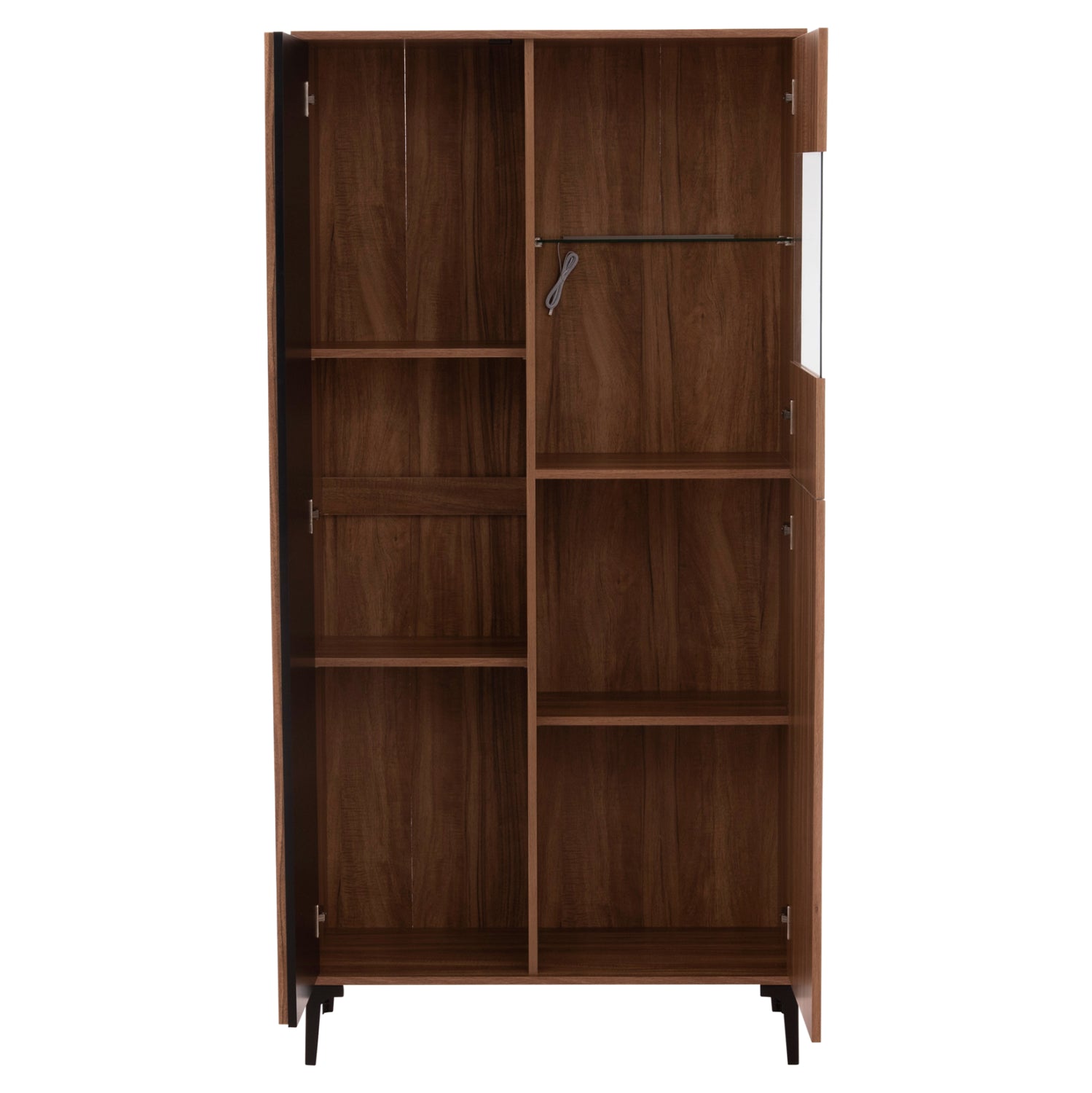 Витрина серия HARRY меламин в цвят естествено дърво-черно 90x40x185Hсм.