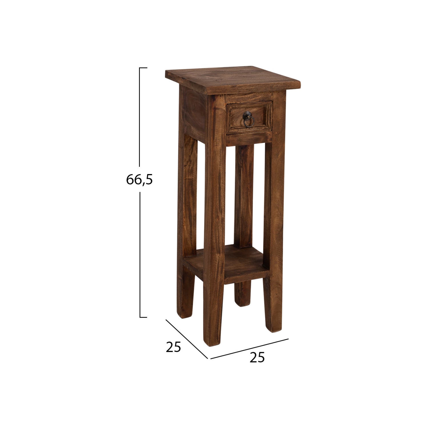 СТРАНИЧНА МАСА ОТ МАХАГОН С ЧЕКМЕДЖЕ ЕСТЕСТВЕН ЦВЯТ 25x25x66,5Hcm.