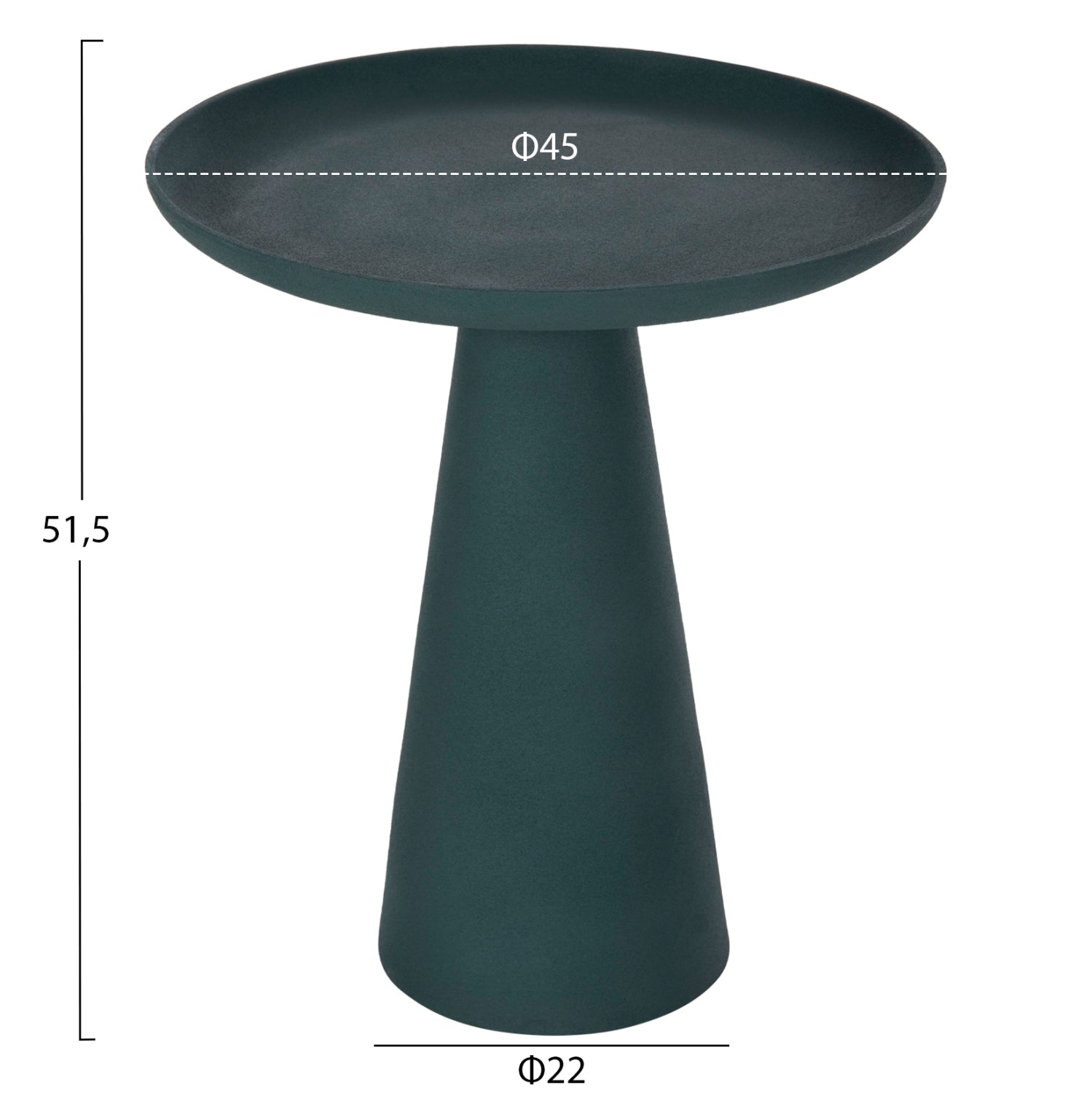 Странична маса DELCON метал в зелено Φ45x51,5Hсм.
