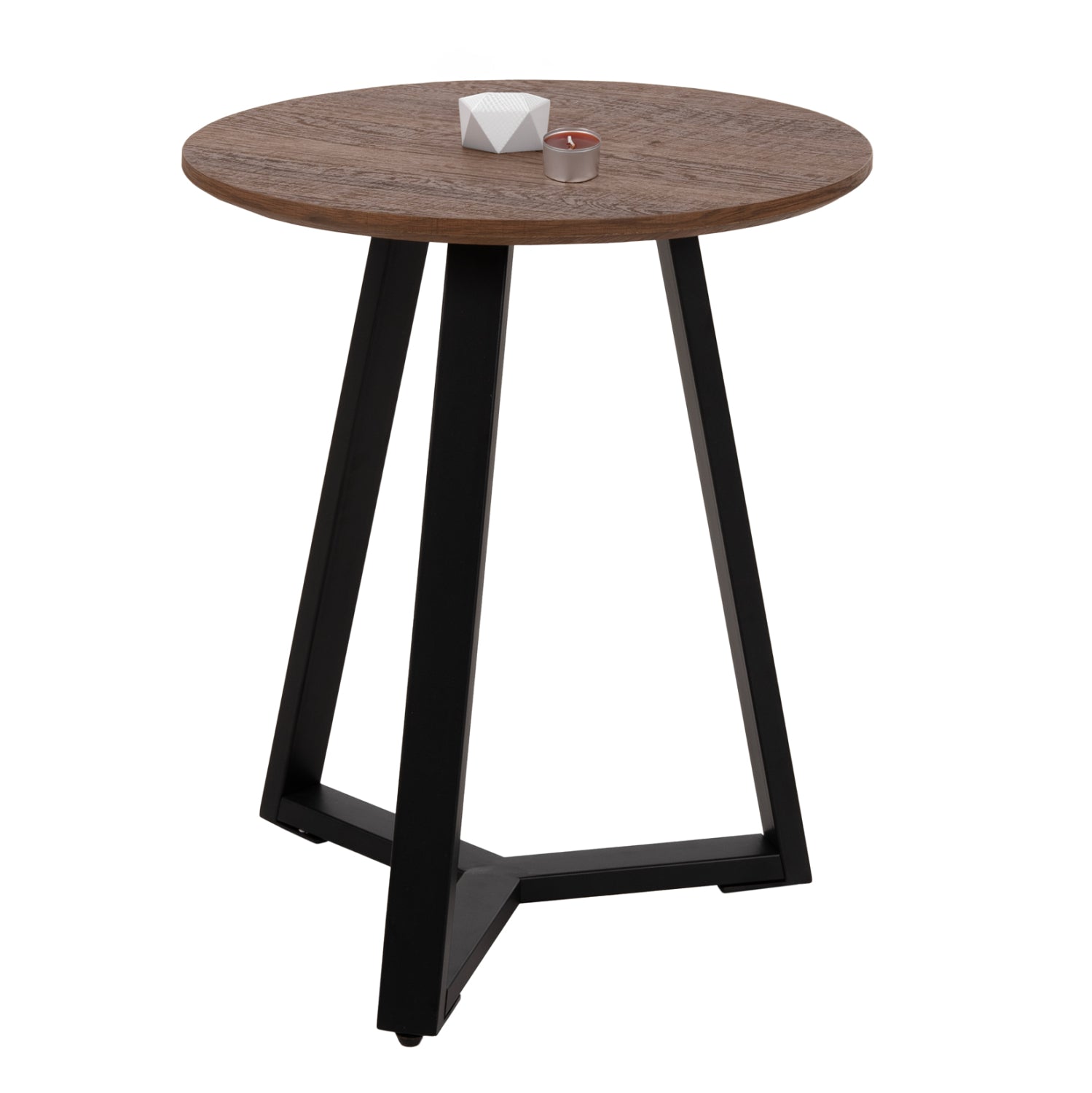 СТРАНИЧНА МАСА MDF ВЪРБОВО ДЪРВО-ЧЕРНА МЕТАЛНА ОСНОВА Φ45x55Hсм.