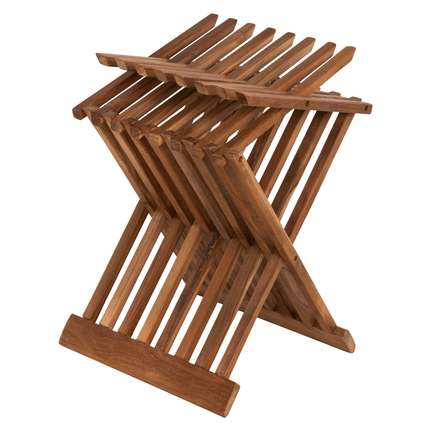 Сгъваема странична маса от тиково дърво в естествен цвят 40x33x45Hсм.