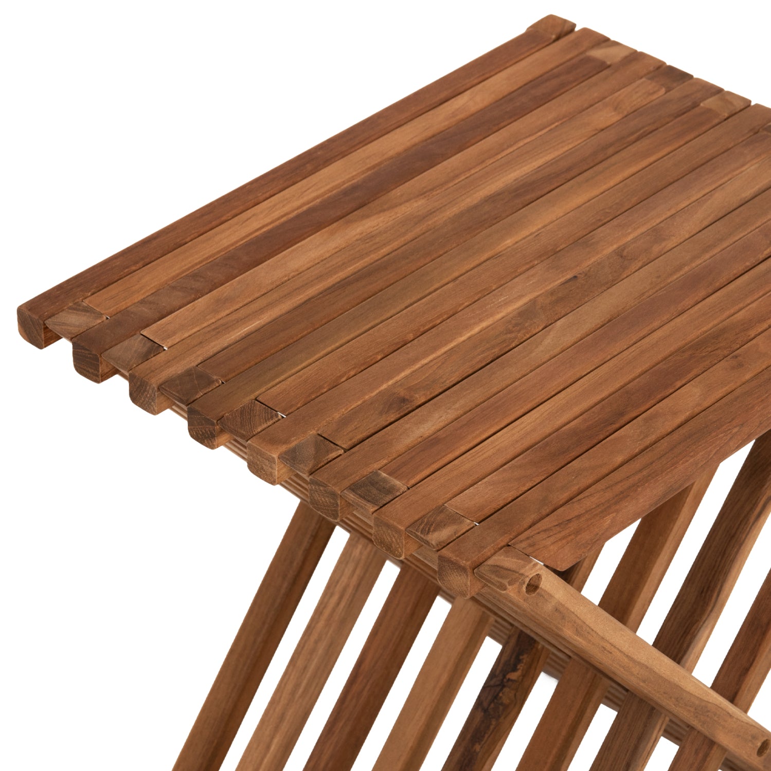 Сгъваема странична маса от тиково дърво в естествен цвят 40x33x45Hсм.