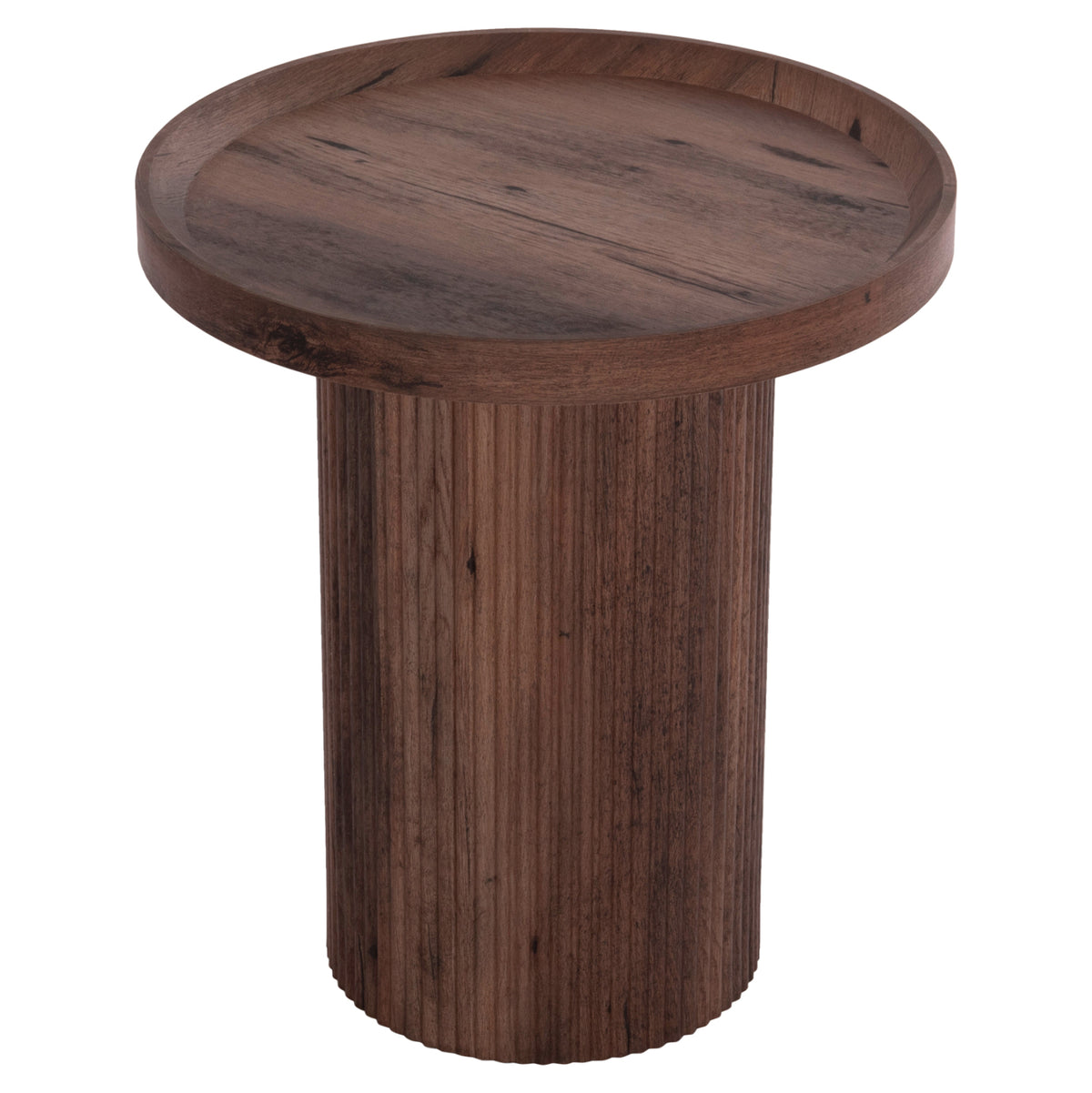 Странична масичка MARGON MDF в тъмнокафяв дървесен цвят Φ45x50,5 см