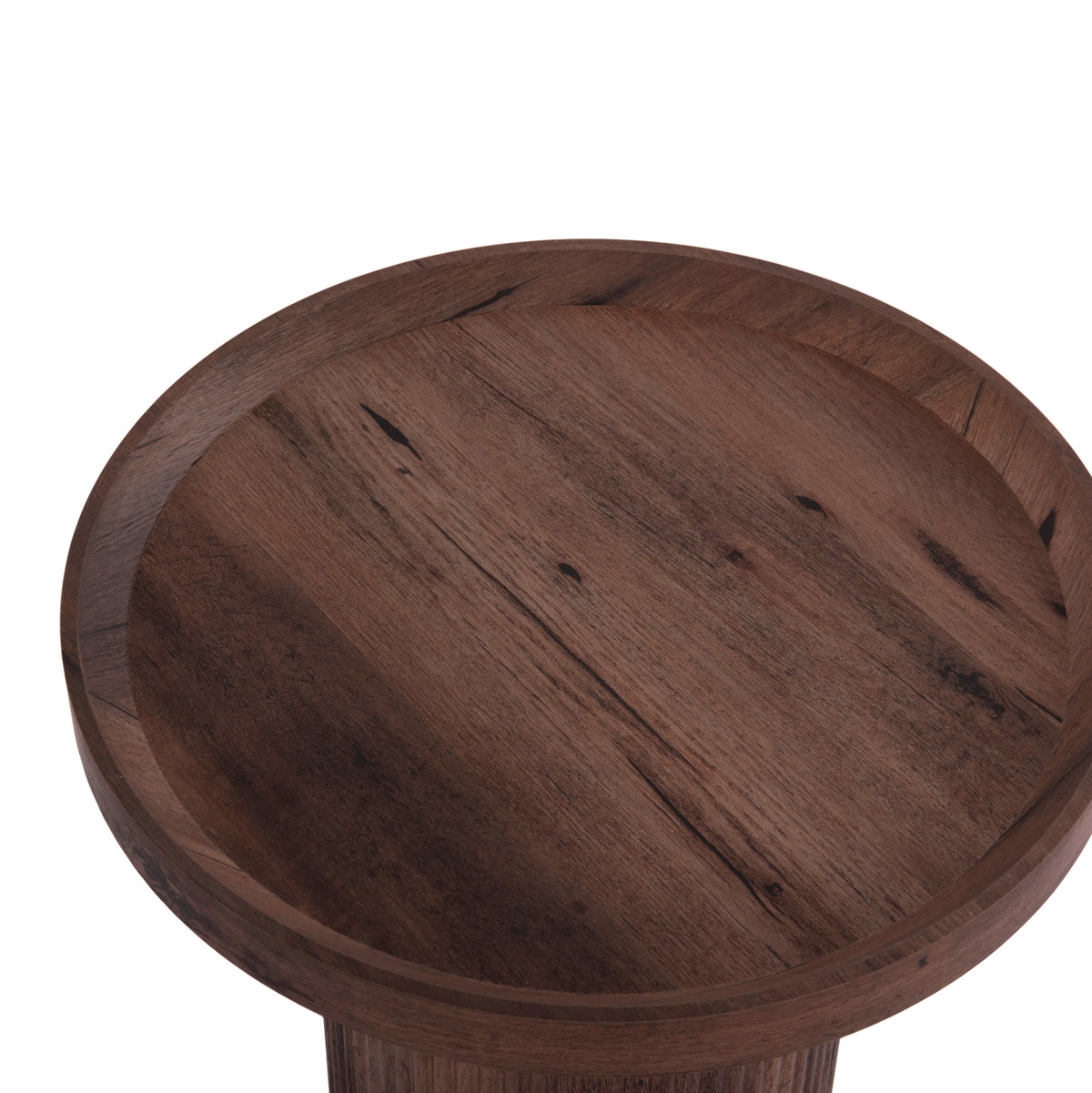 Странична масичка MARGON MDF в тъмнокафяв дървесен цвят Φ45x50,5 см