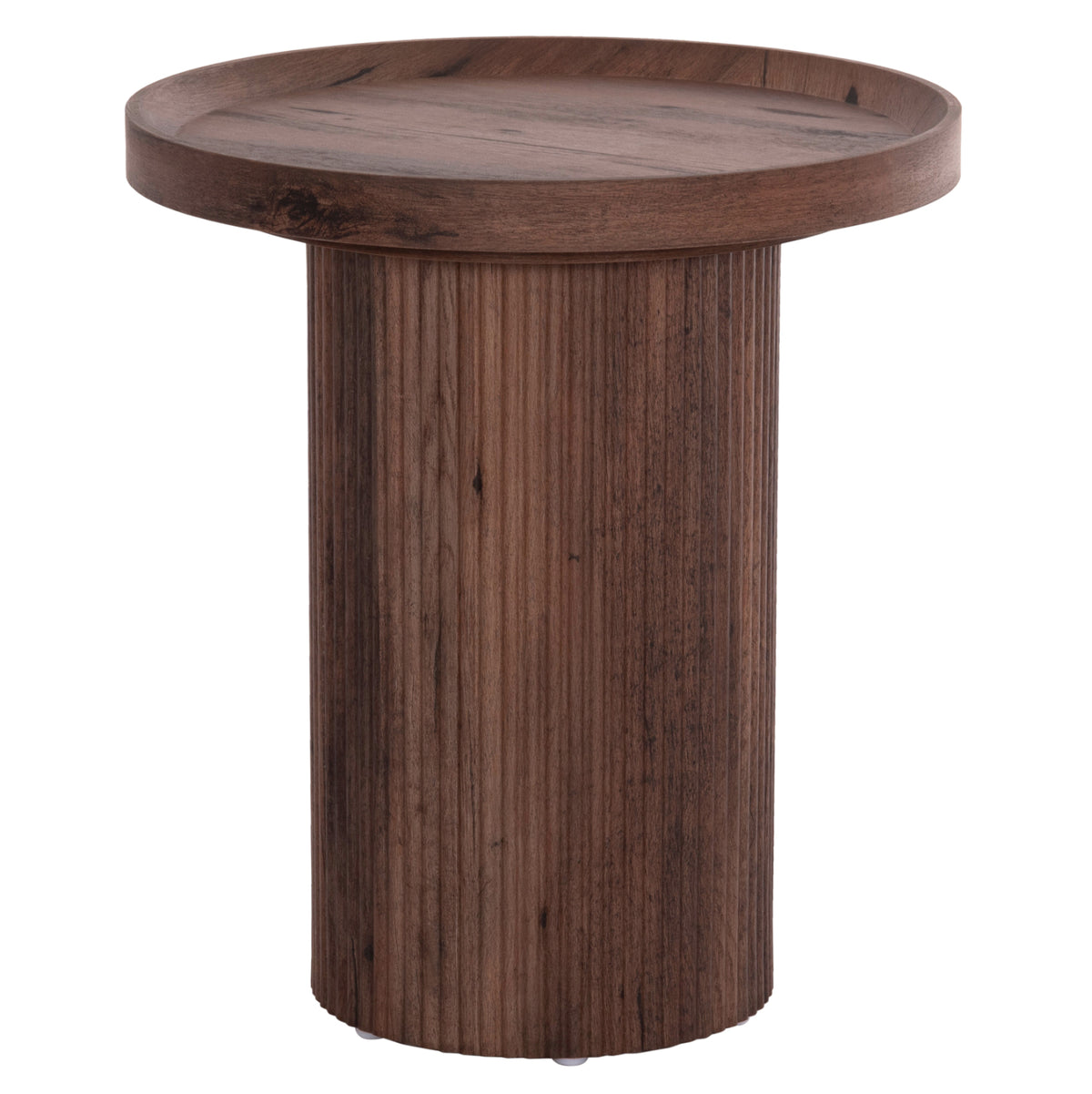 Странична масичка MARGON MDF в тъмнокафяв дървесен цвят Φ45x50,5 см