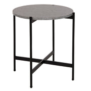 Странична маса MDF сив мрамор - черна метална основа Φ50x55Hсм.