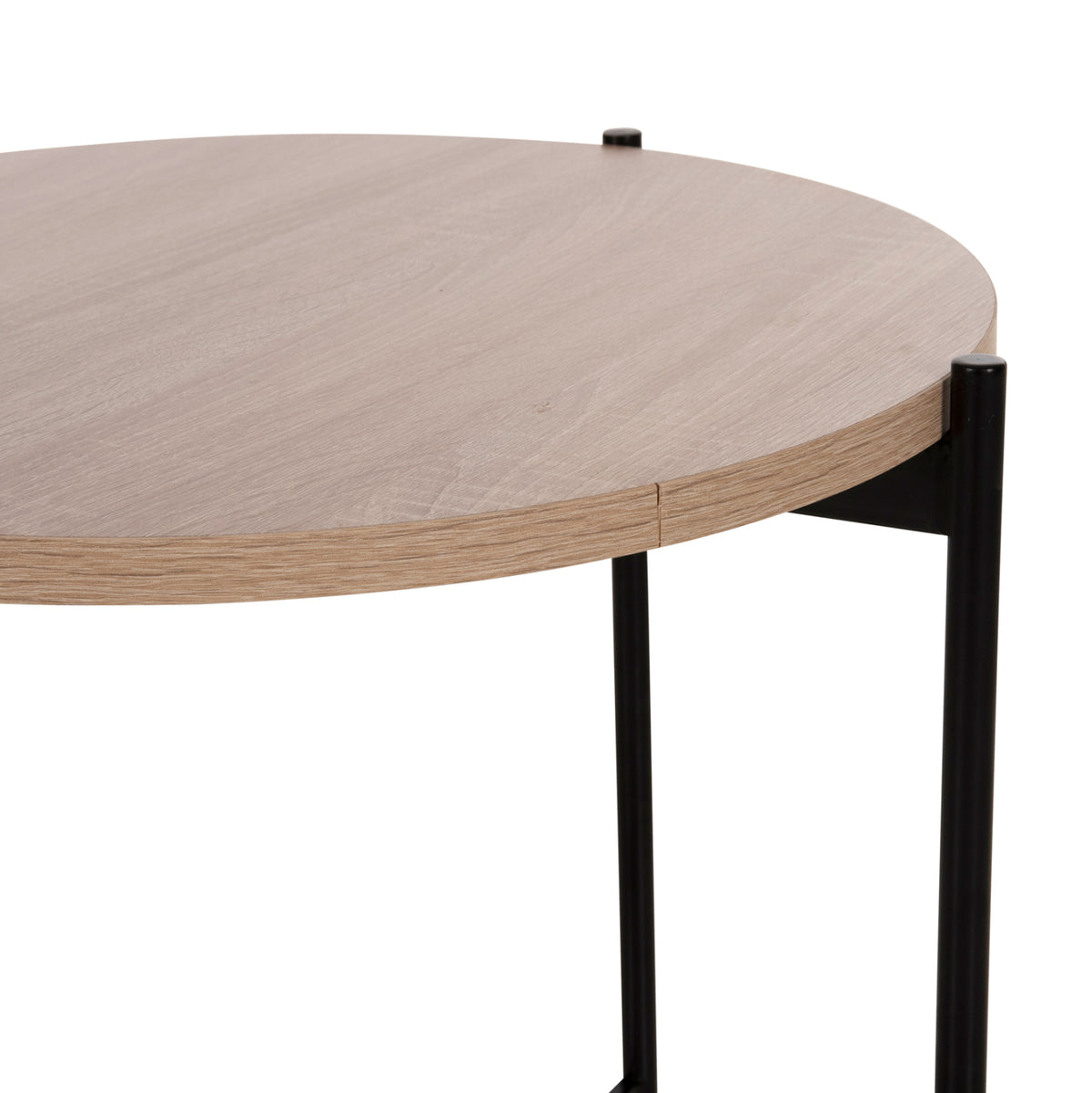 Странична маса MDF сонома - черна метална основа Φ50x55Hсм.