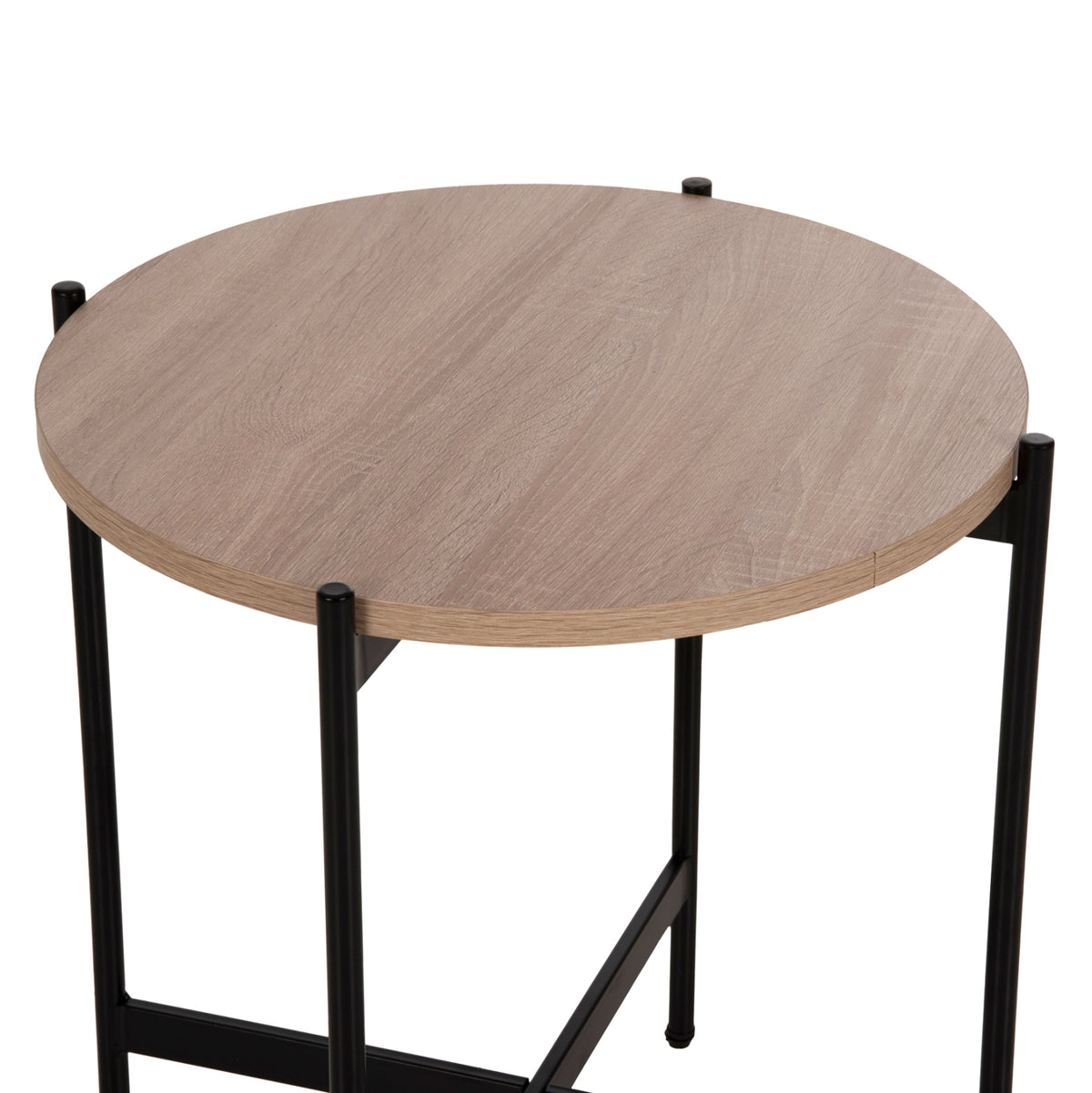 Странична маса MDF сонома - черна метална основа Φ50x55Hсм.