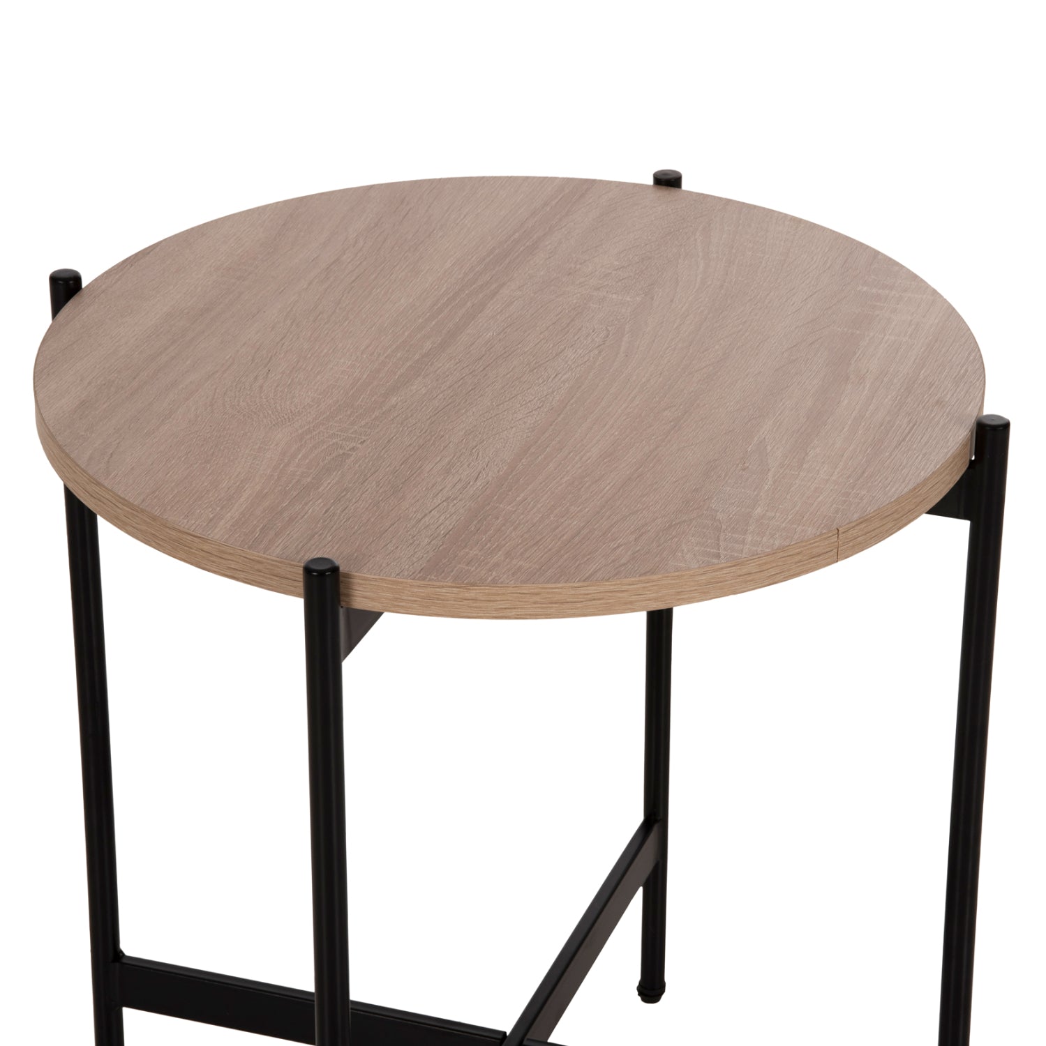 Странична маса MDF сонома - черна метална основа Φ50x55Hсм.