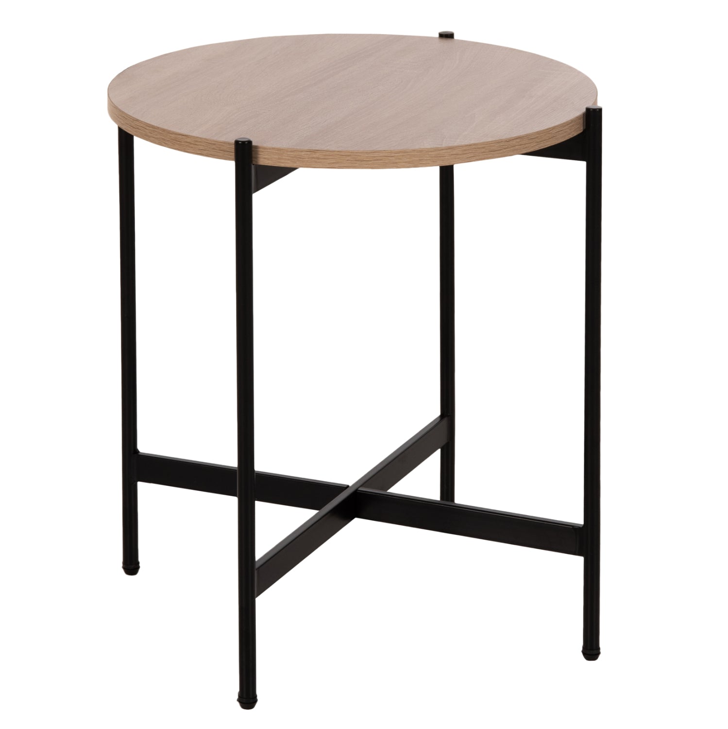 Странична маса MDF сонома - черна метална основа Φ50x55Hсм.