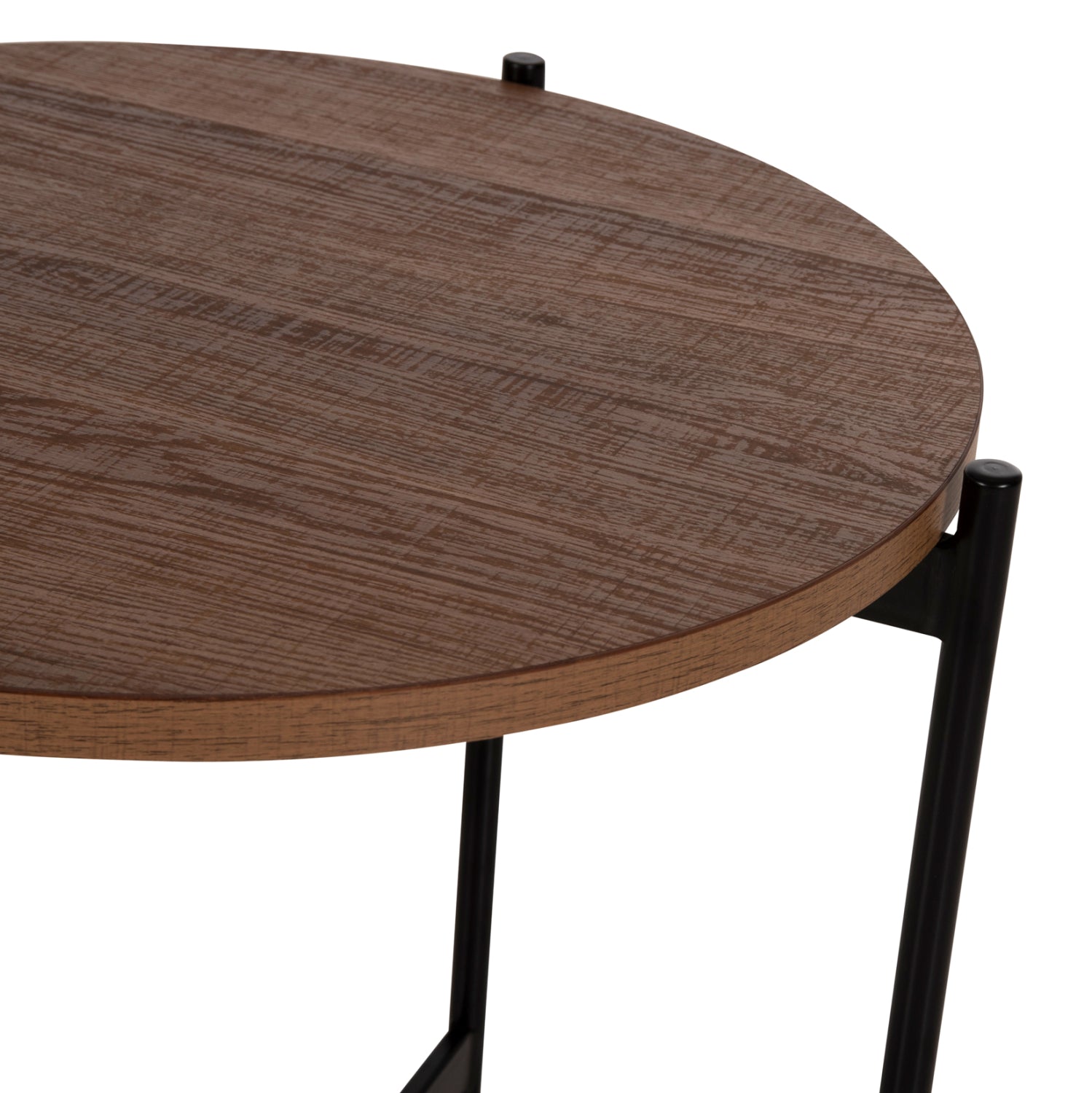 Странична маса MDF орех - черна метална основа Φ50x55Hсм.